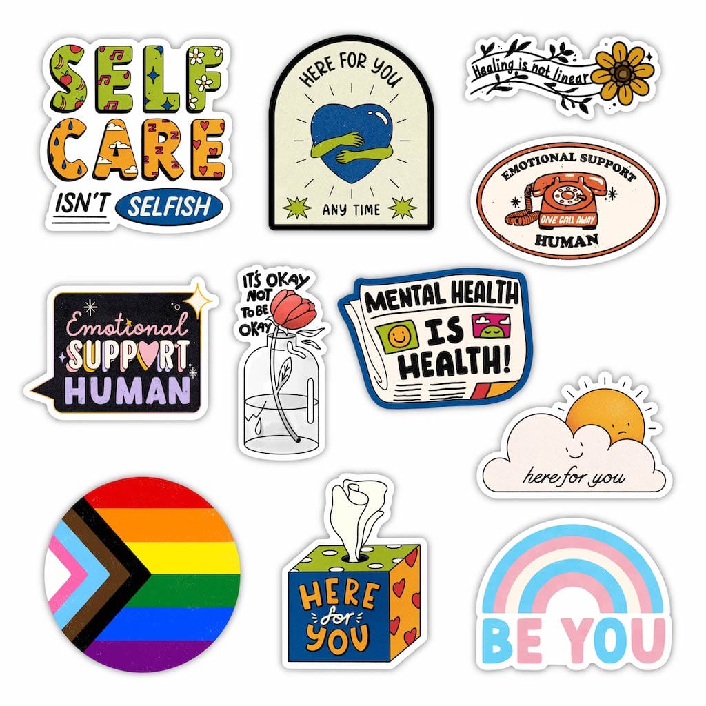  Mental Health Awareness Sticker 11 Pack - Big Moods x Active Minds、mySite、elrpsem3k