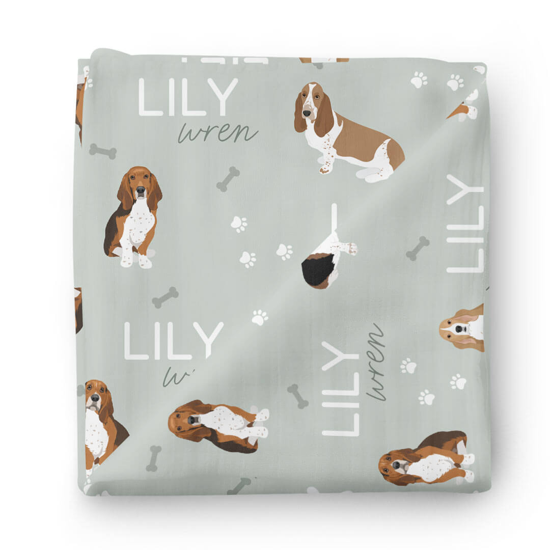  Personalized Baby Name Swaddle Blanket | Basset Hound、mySite、layawaytickets