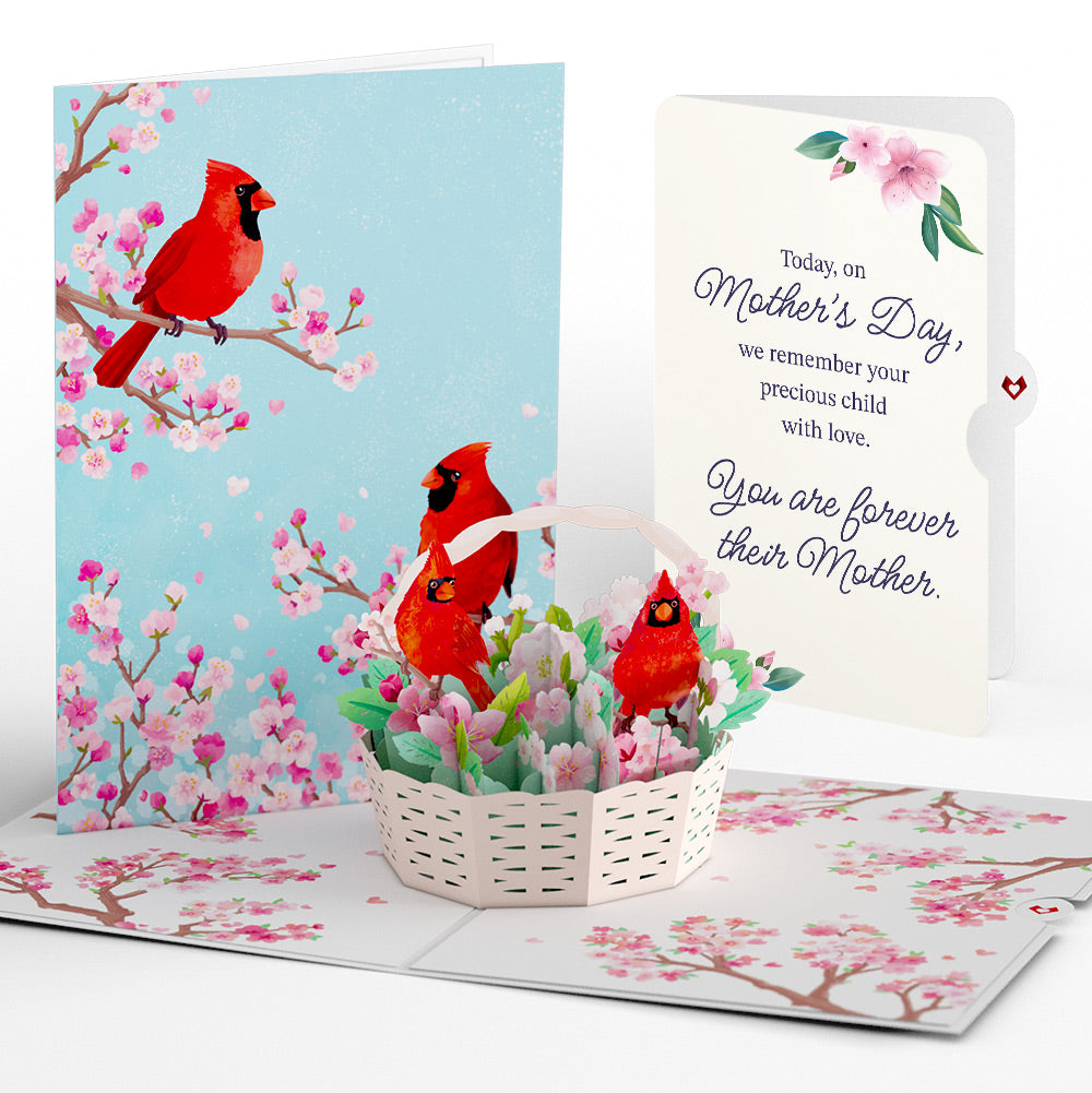 Cherry Blossom Basket with Cardinals Mother's Day Pop-Up Card and You Are Forever Their Mom Sentiment Set、mySite、solidvoid