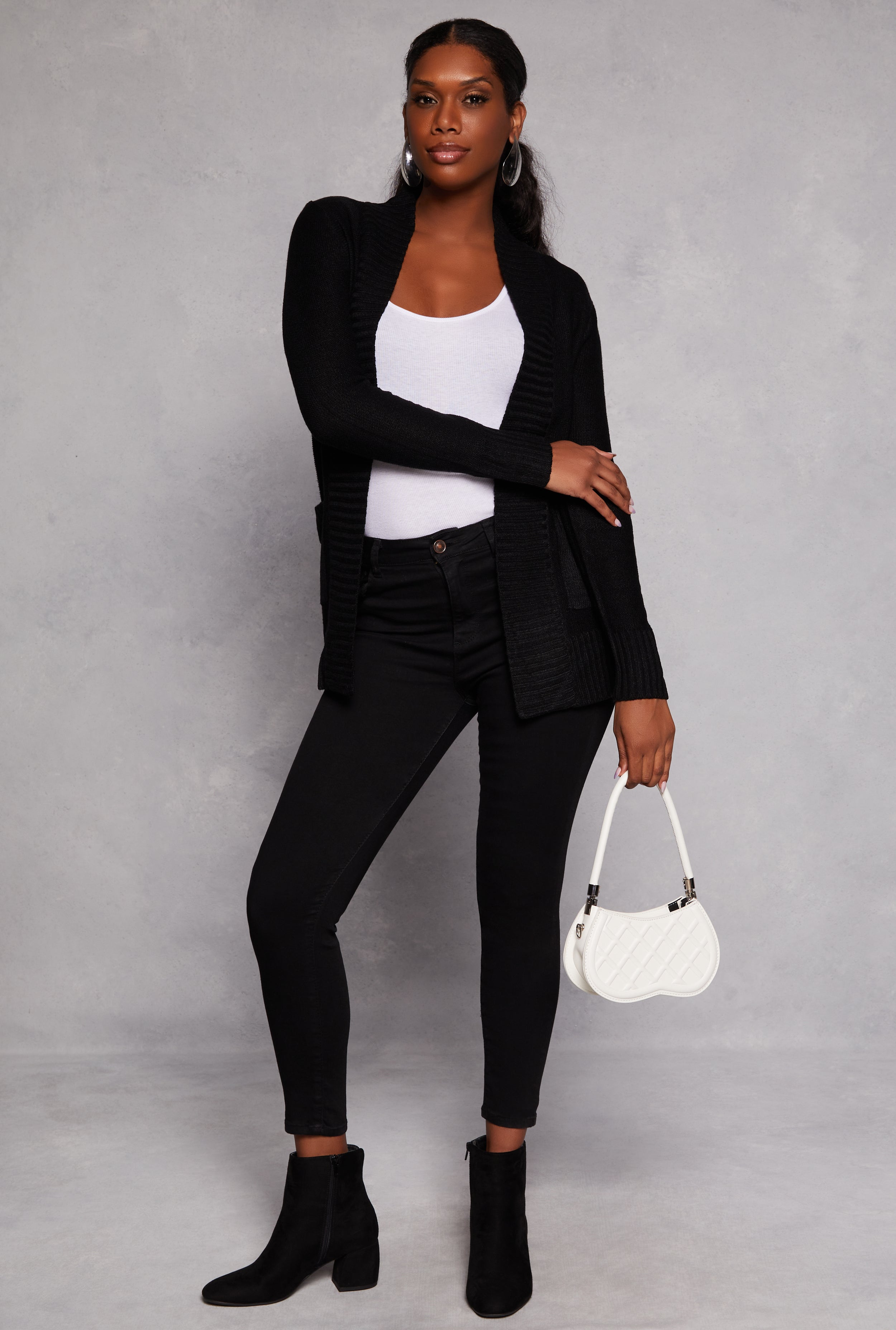 Open Front Pocket Cardigan、mySite、camillekostekn