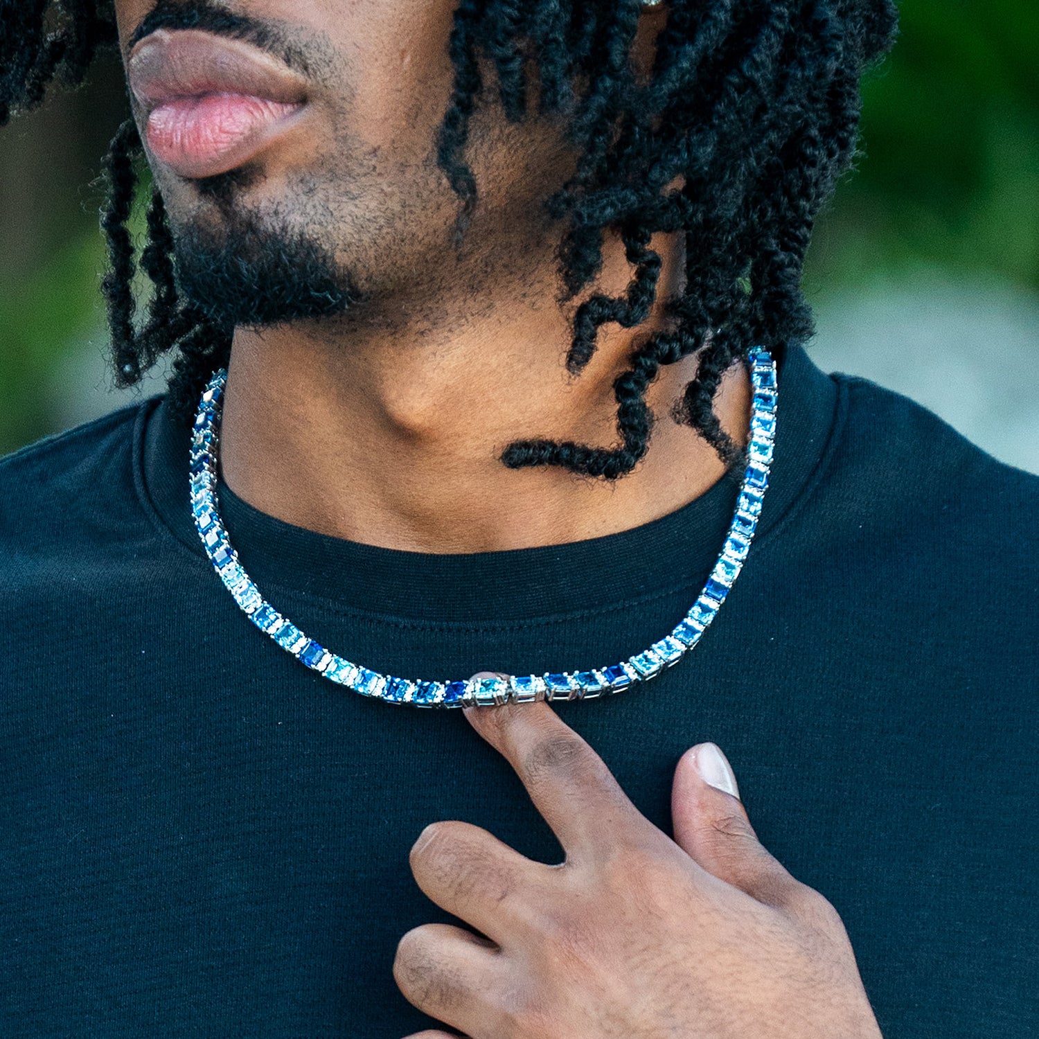 5MM Asscher Cut Blue Moissanite Tennis Chain、mySite、hinf8tx79