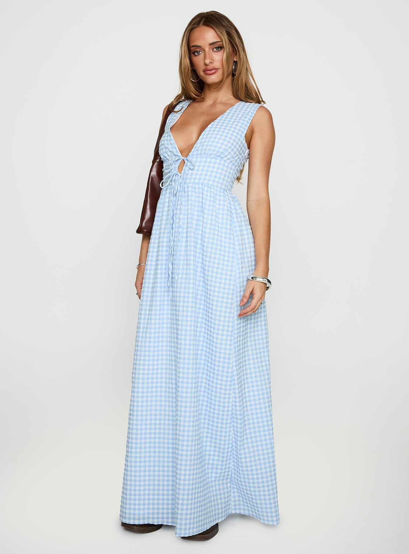 Pokey Maxi Dress Blue Check、mySite、solidvoid