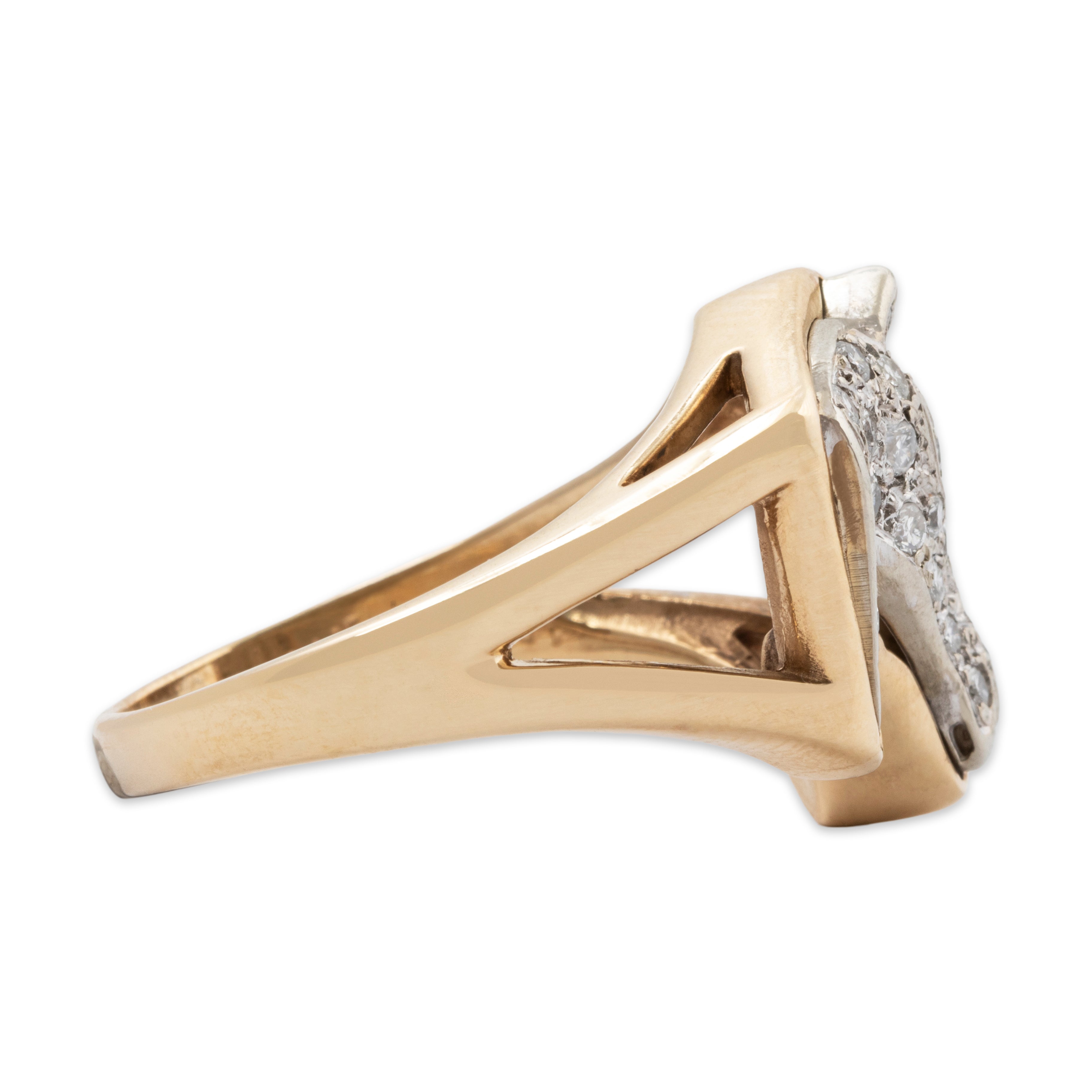 Vintage Large 14k Yellow Gold .572cttw Diamond Figural Horse's Head Ring、mySite、hinf8tx79