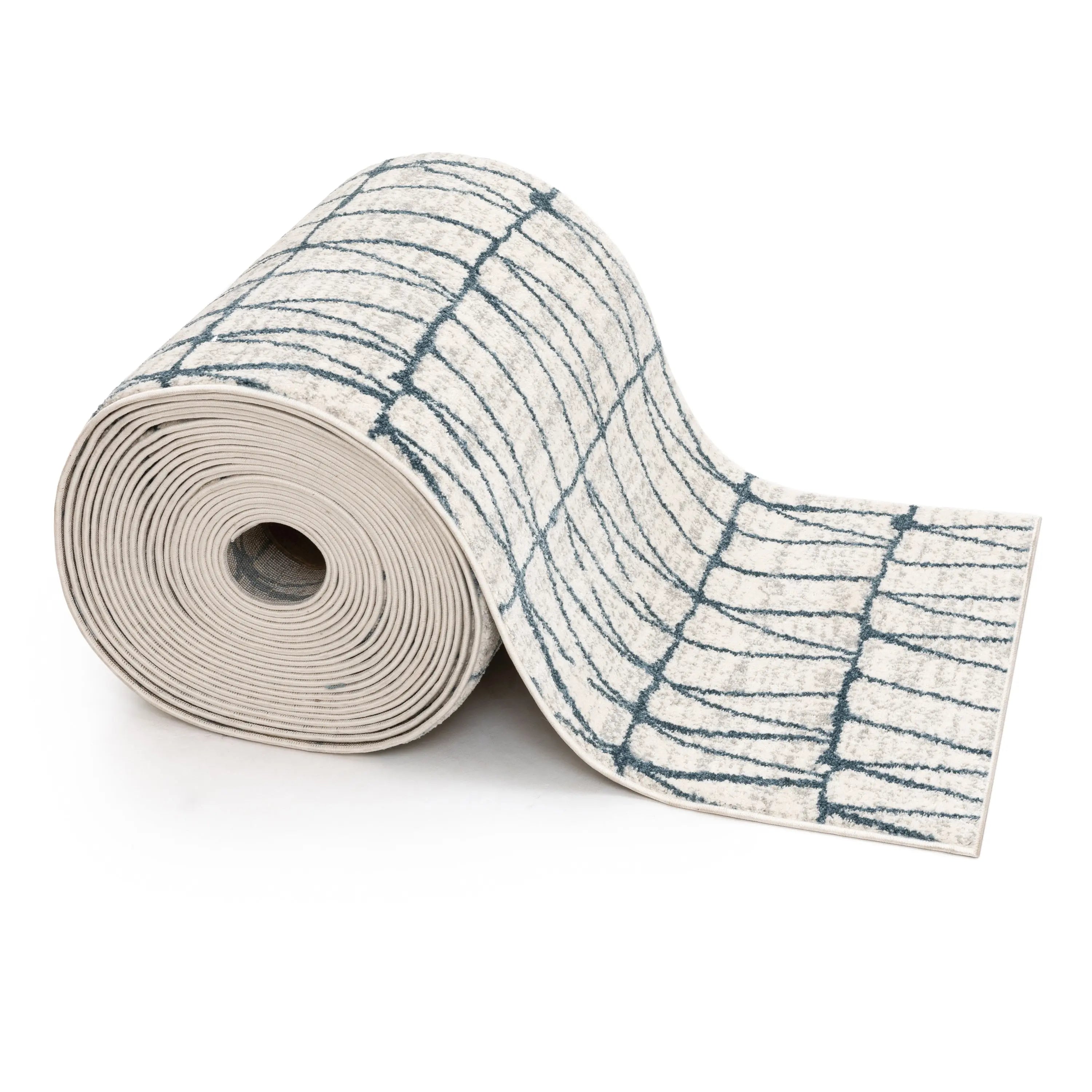 Custom Size Runner Crisscross Retro Geometric Pattern Blue Ivory 27 Inch Width x Choose Your Length Hallway Runner Rug、mySite、gigharbornorthrealestate