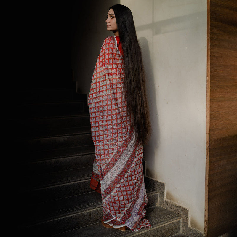 Women Festive Wear | Kota Doria Sarees | Sanganeri Print | Red、mySite、camillekostekn