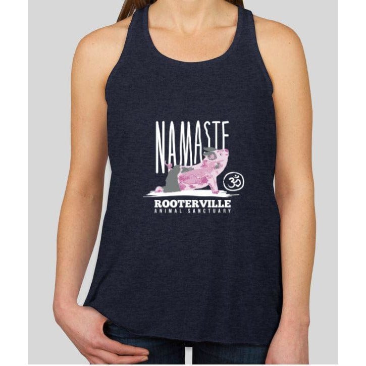 Namaste Rooterville Piggy Yoga Ladies Tank with Pig in Pose*、mySite、g9winljtr
