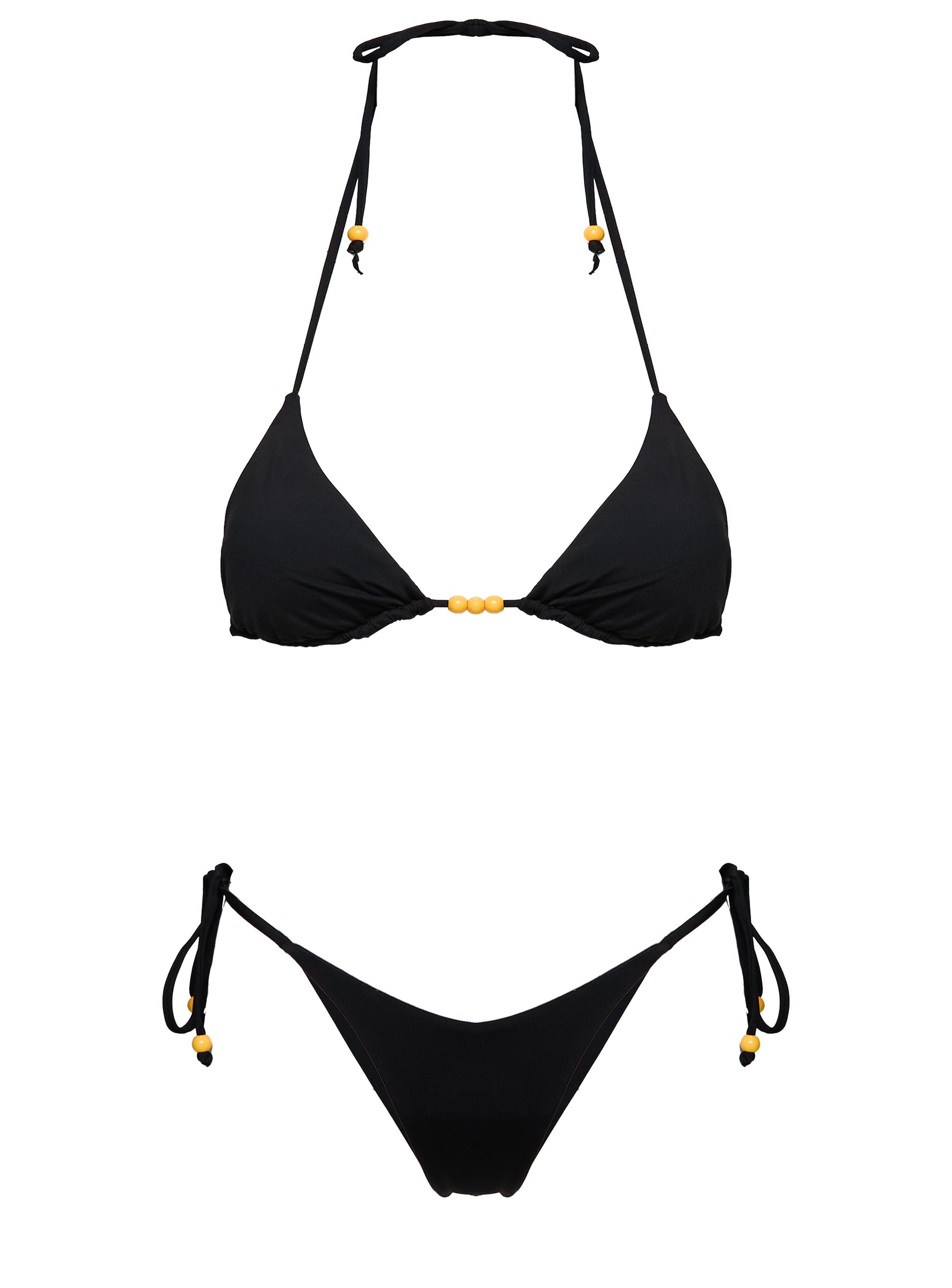 Nevaeh Beaded Triangle Bikini Top Black、mySite、solidvoid