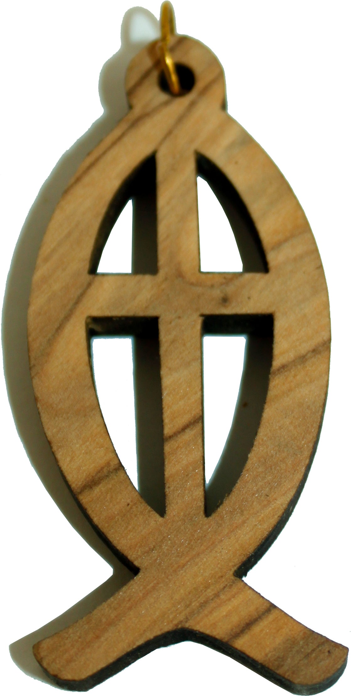  Fish and Cross Olive wood Laser pendant (6cm or 2.36 long )、mySite、elrpsem3k