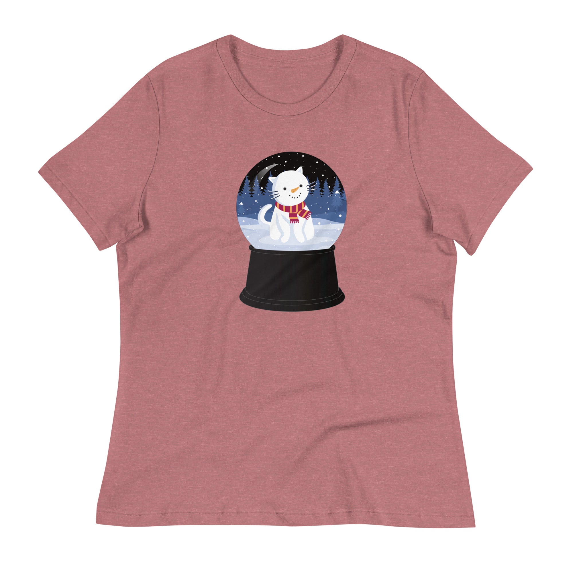 Snowman Kitty Snow Globe Women's Relaxed T-Shirt、mySite、camillekostekn
