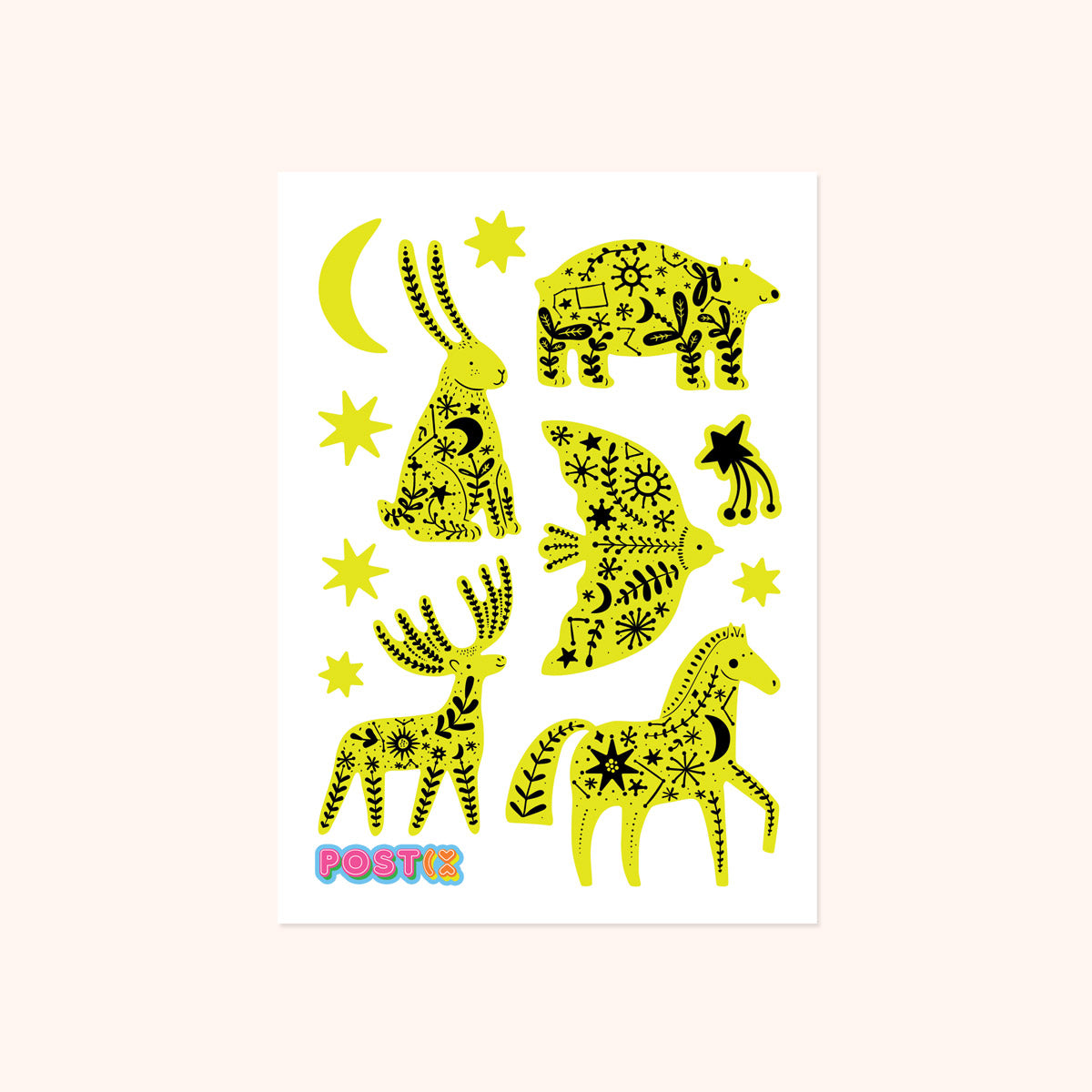  Celestial Animals Glow-in-the-Dark Sticker Sheet、mySite、ghnorth