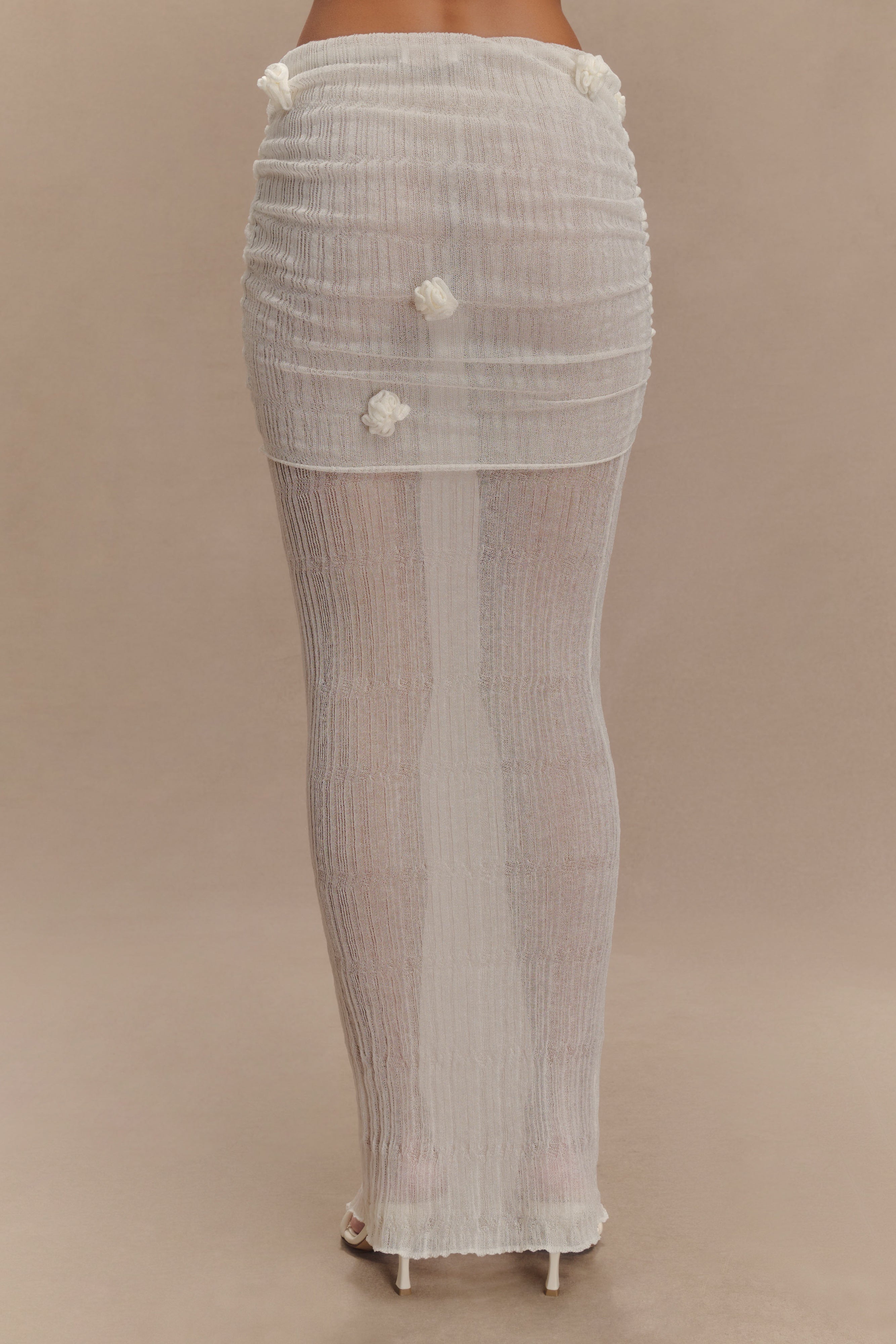 Orianna Orchid Knit Maxi Skirt - Ivory、mySite、solidvoid