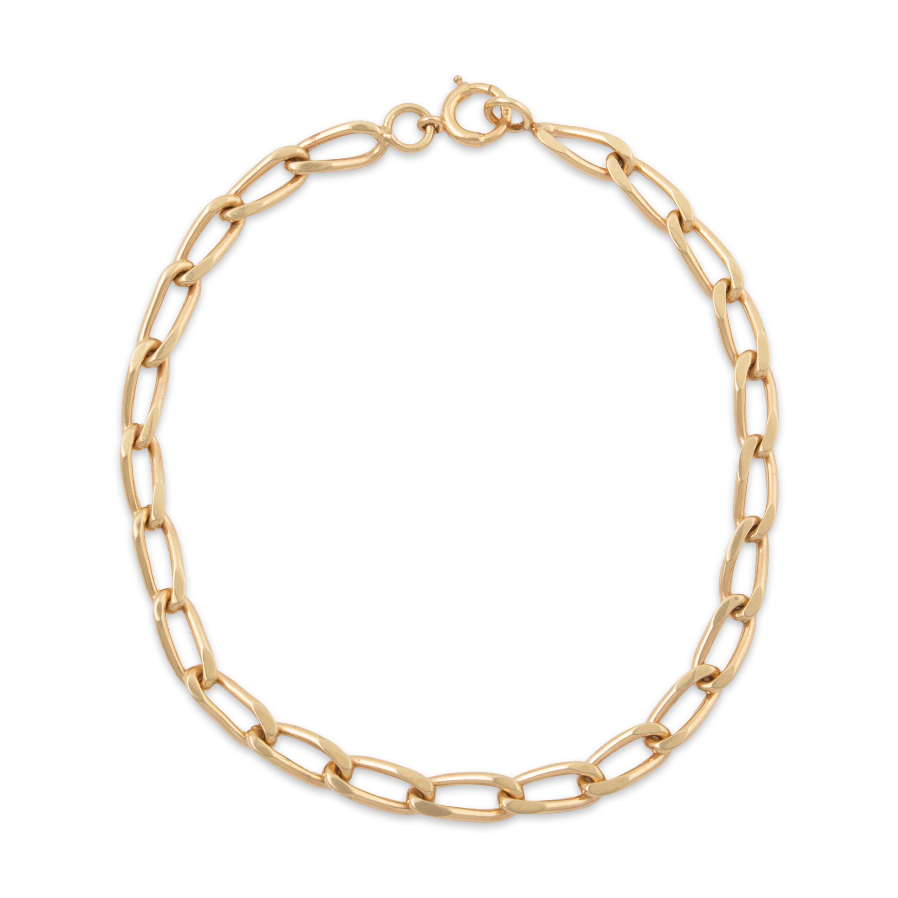 Vintage 14k Yellow Gold Elongated Curb Link Bracelet 7、mySite、hinf8tx79