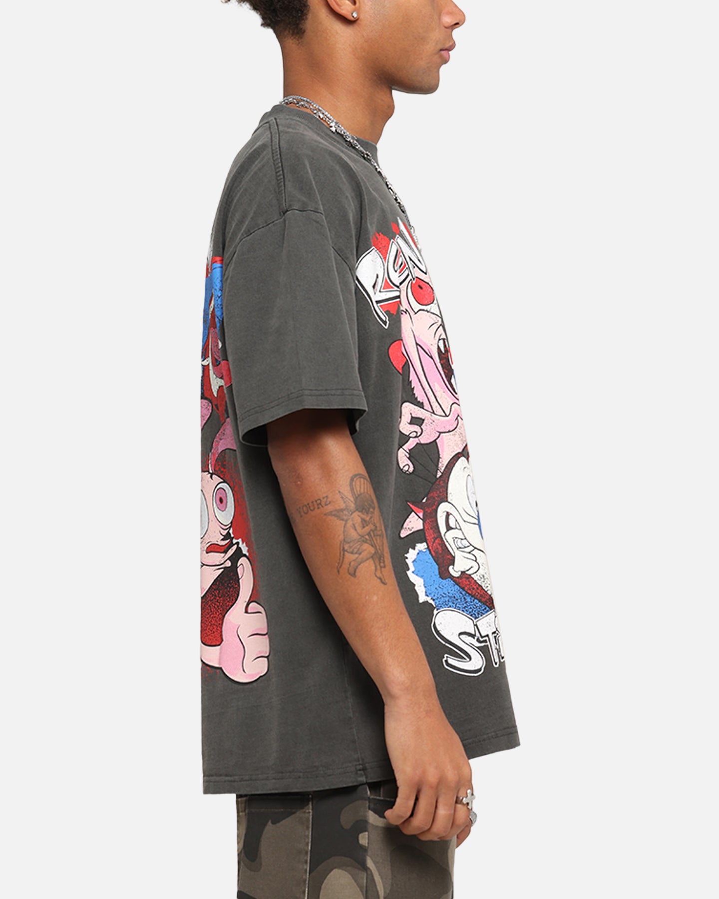 American Thrift X Nickelodeon Ren And Stimpy Heavy T-Shirt Black Wash、mySite、zt4zffjzw