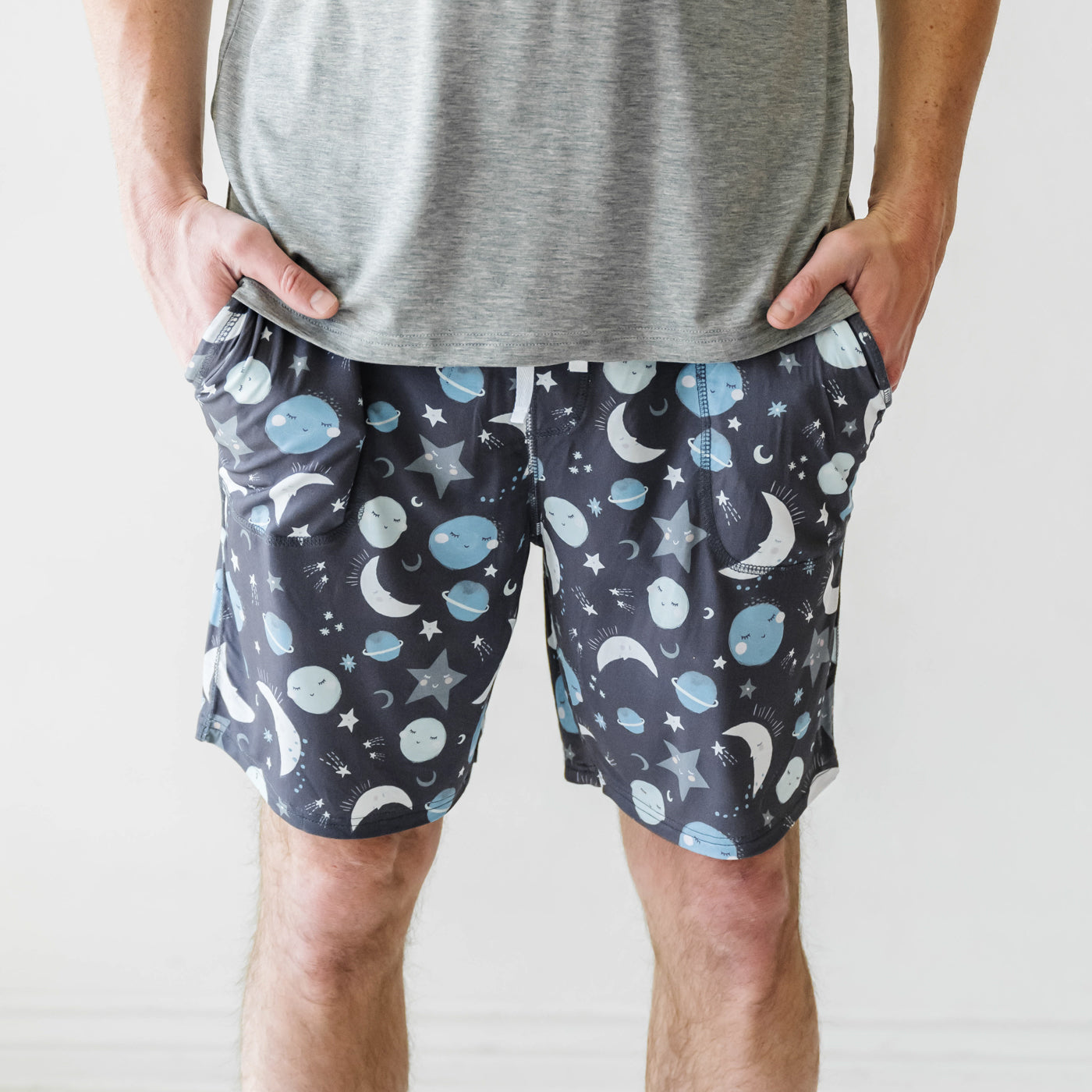  Blue To the Moon & Back Men's Bamboo Viscose Pajama Shorts、mySite、layawaytickets