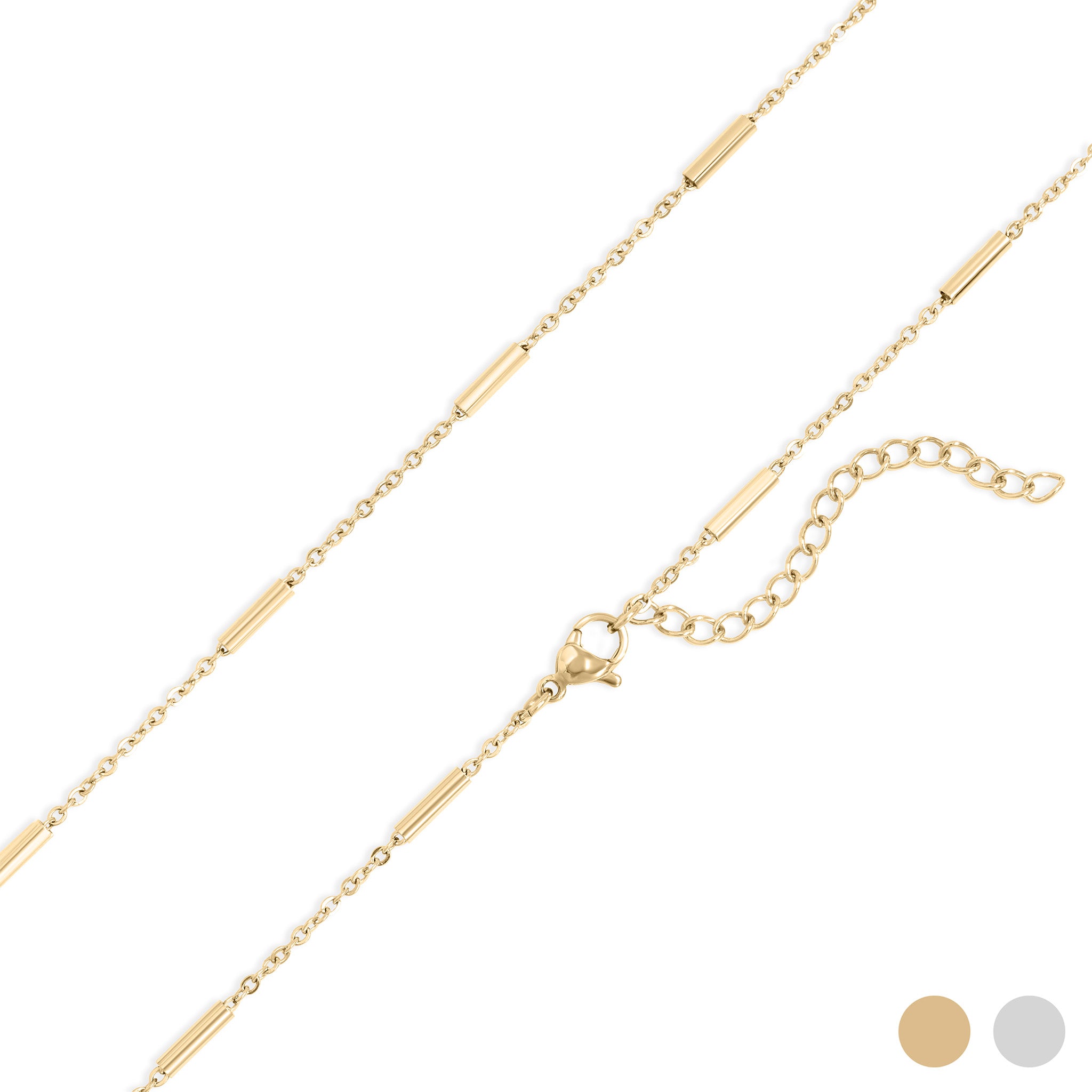 18K Gold PVD Stainless Steel Satellite Bar Chain Necklace / CHN0098、mySite、dreamappss