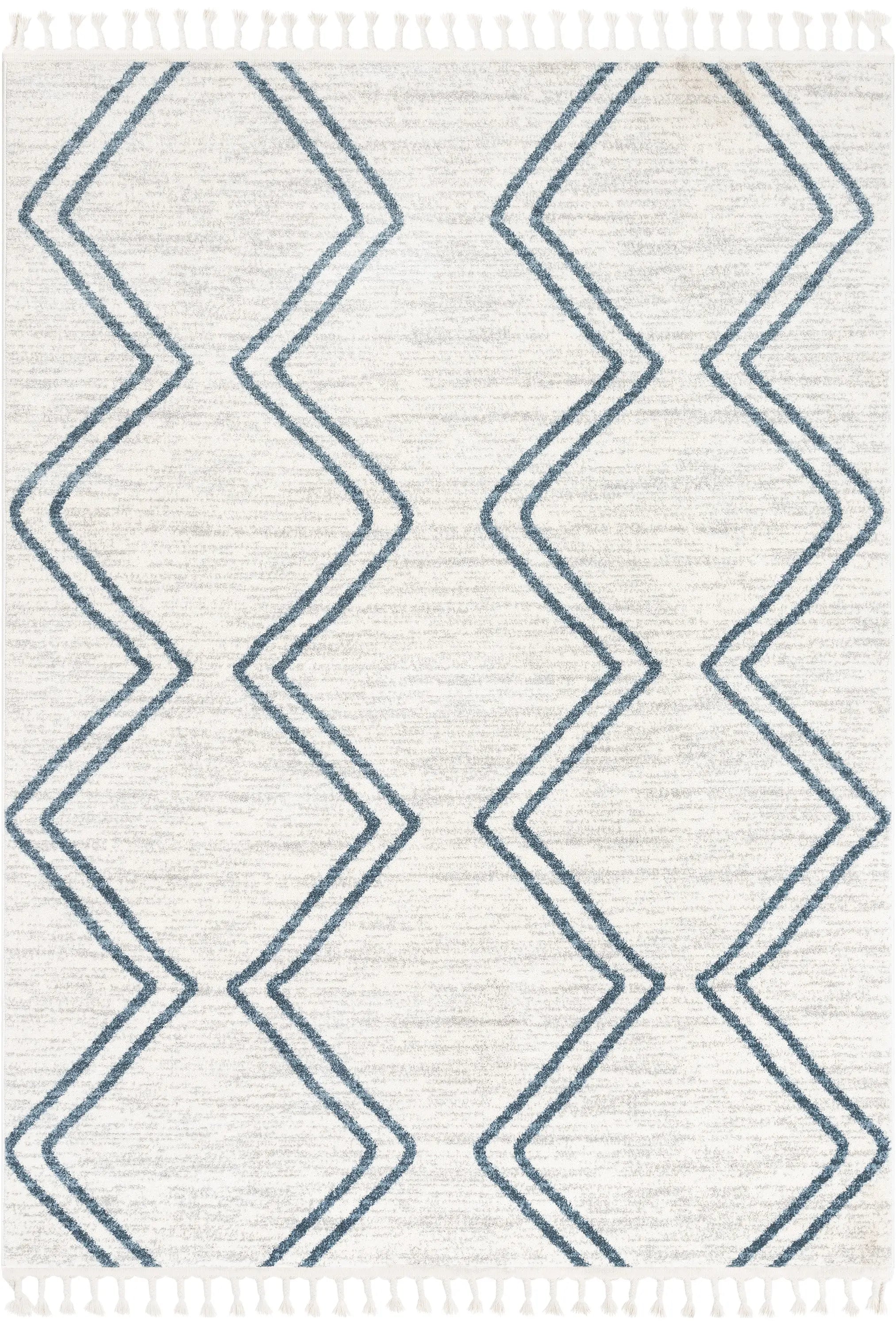 Reeve Modern Chevron Zig-Zag Blue Ivory Kids Rug、mySite、gigharbornorthrealestate