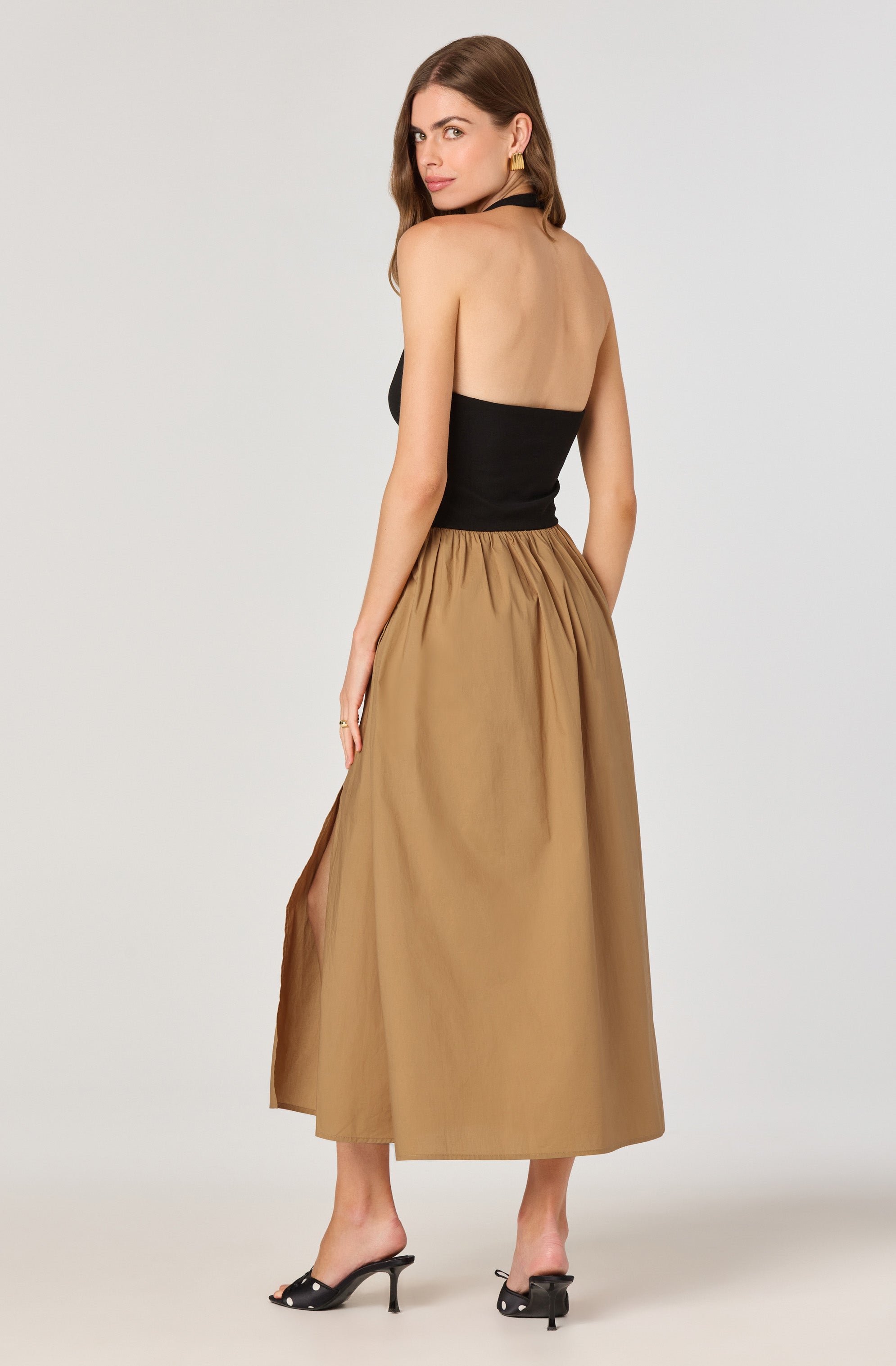 Mixed Media Halter Midi Dress、mySite、solidvoid