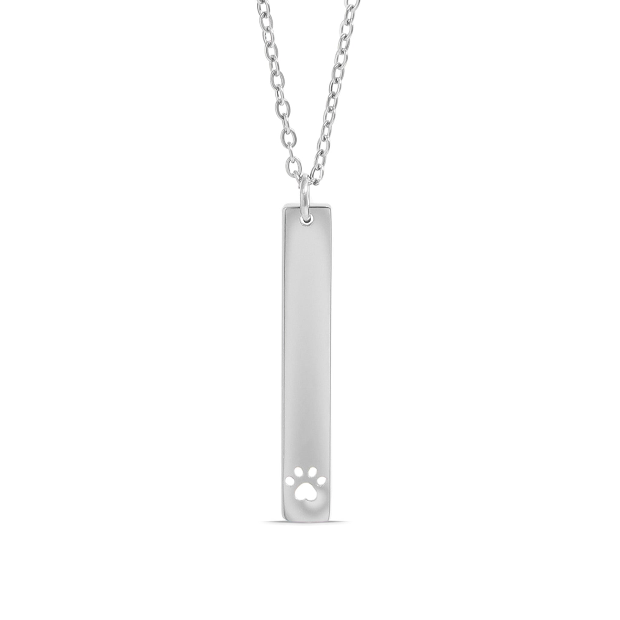 18K Gold PVD Stainless Steel Paw Print Cutout Vertical Blank Bar Necklace / SBB0300、mySite、dreamappss