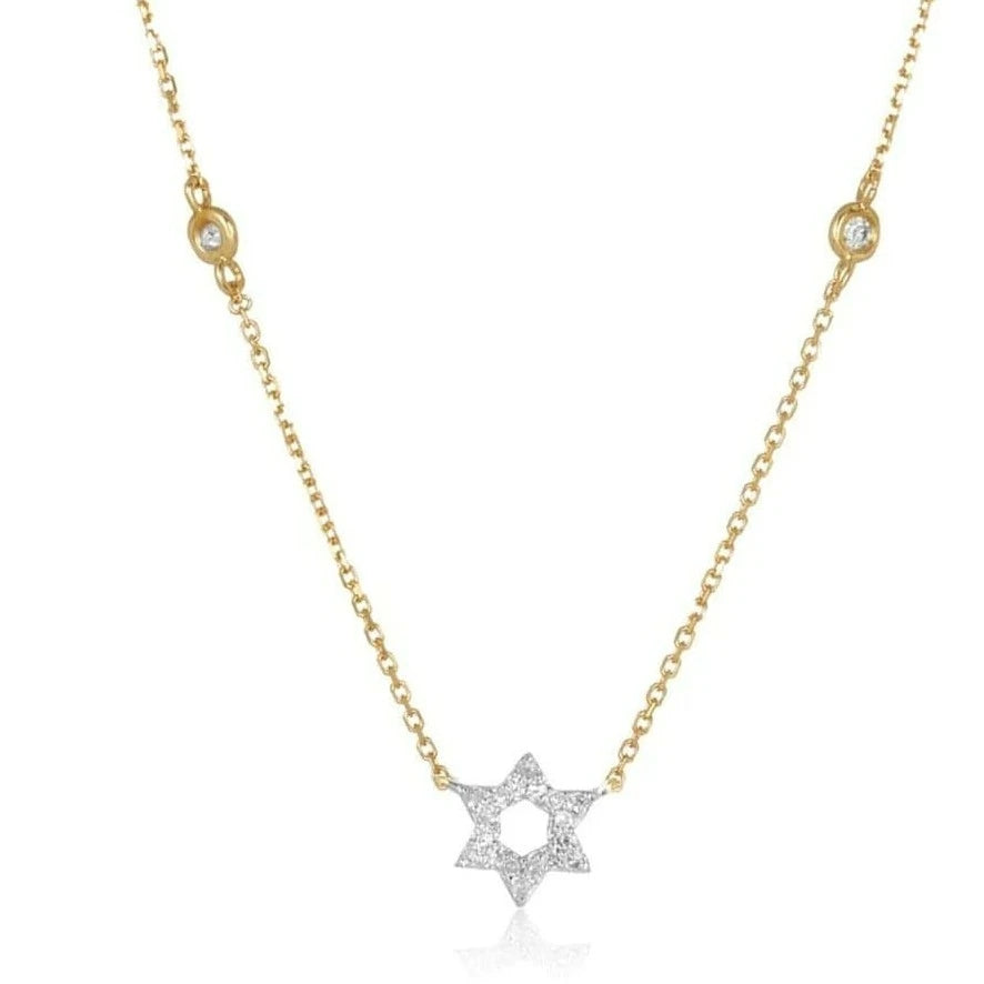 Diamond Bezel Star of David Necklace - 14k Yellow, White or Rose Gold、mySite、topwebapps