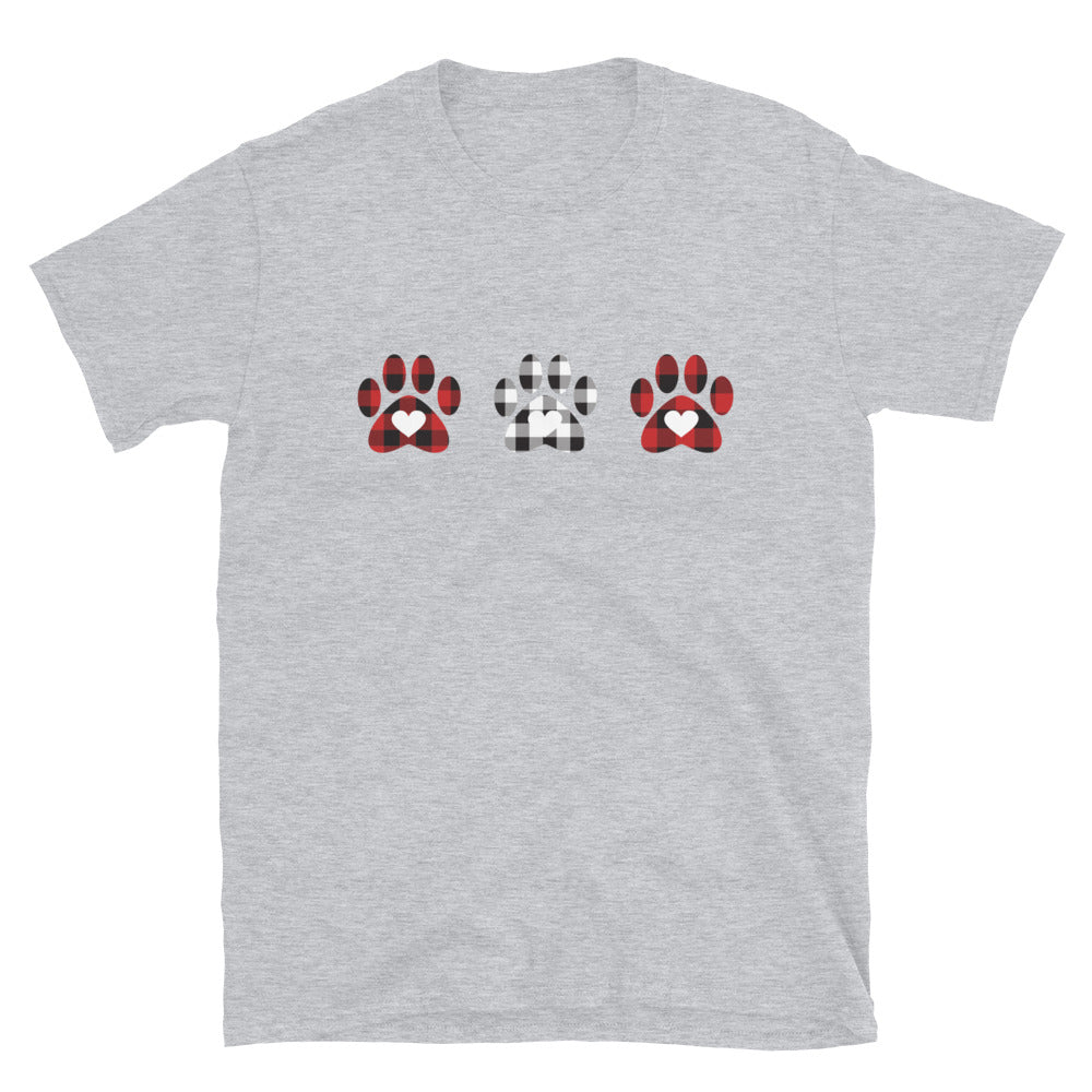 Triple Gingham Paws With Hearts T-Shirt、mySite、camillekostekn