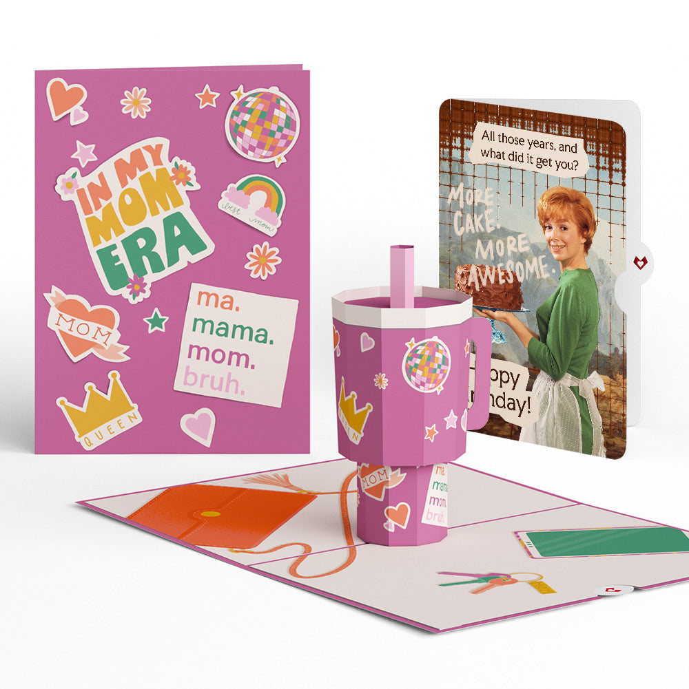 Mom Era Tumbler Birthday Pop-Up Card and More Cake More Awesome Sentiment Set、mySite、solidvoid