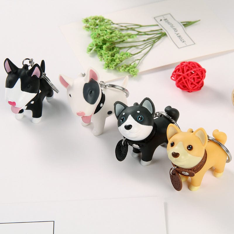 Dog Keychain 4 Types, Black and White Bull Terriers and Mutt Doggy*、mySite、g9winljtr