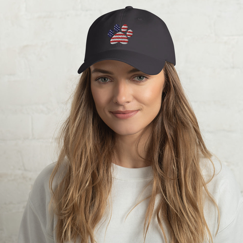Patriotic Paw Print Baseball Hat、mySite、camillekostekn