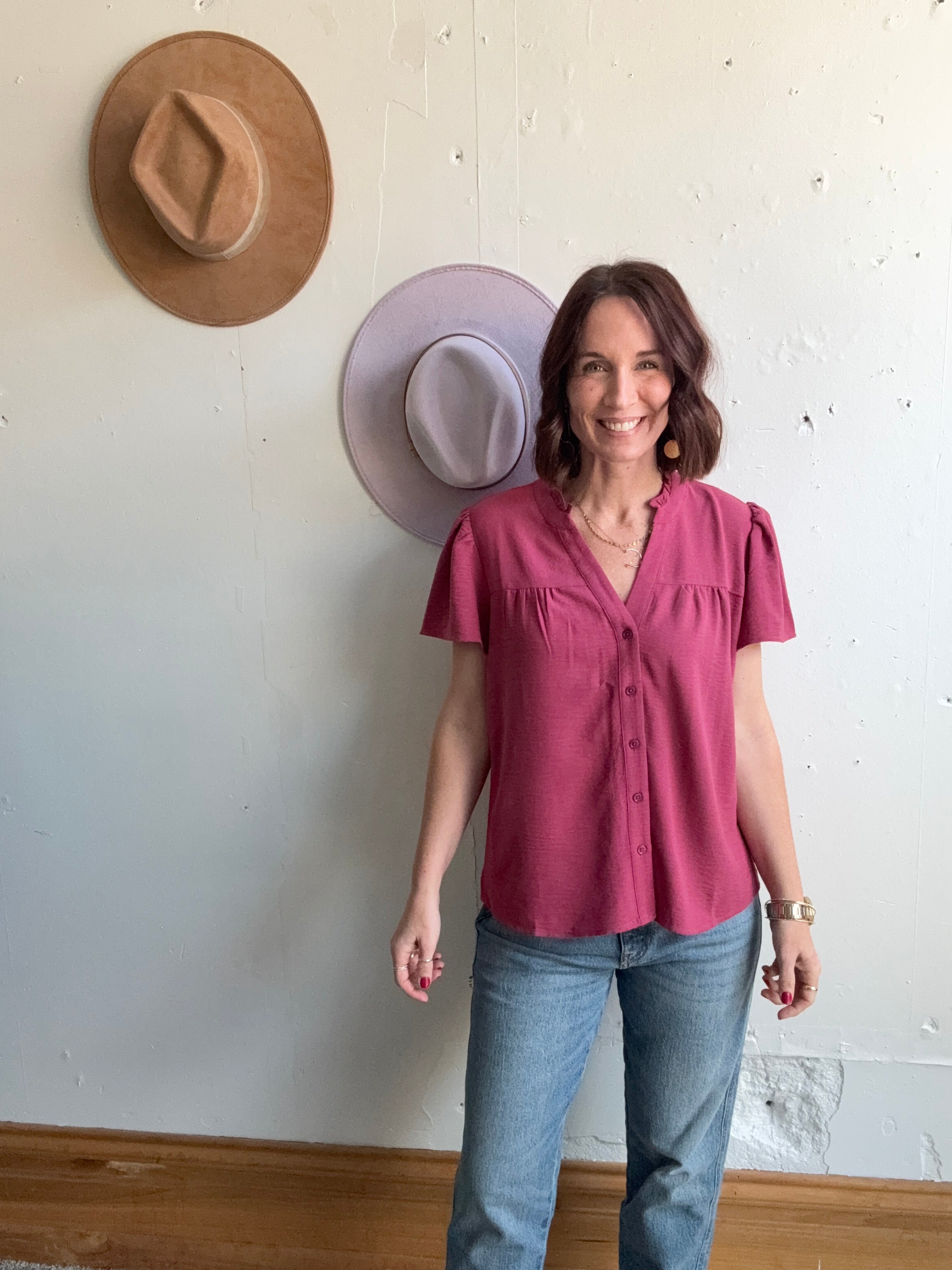 Valorie's Ruffle Button Down、mySite、garagedoors4me