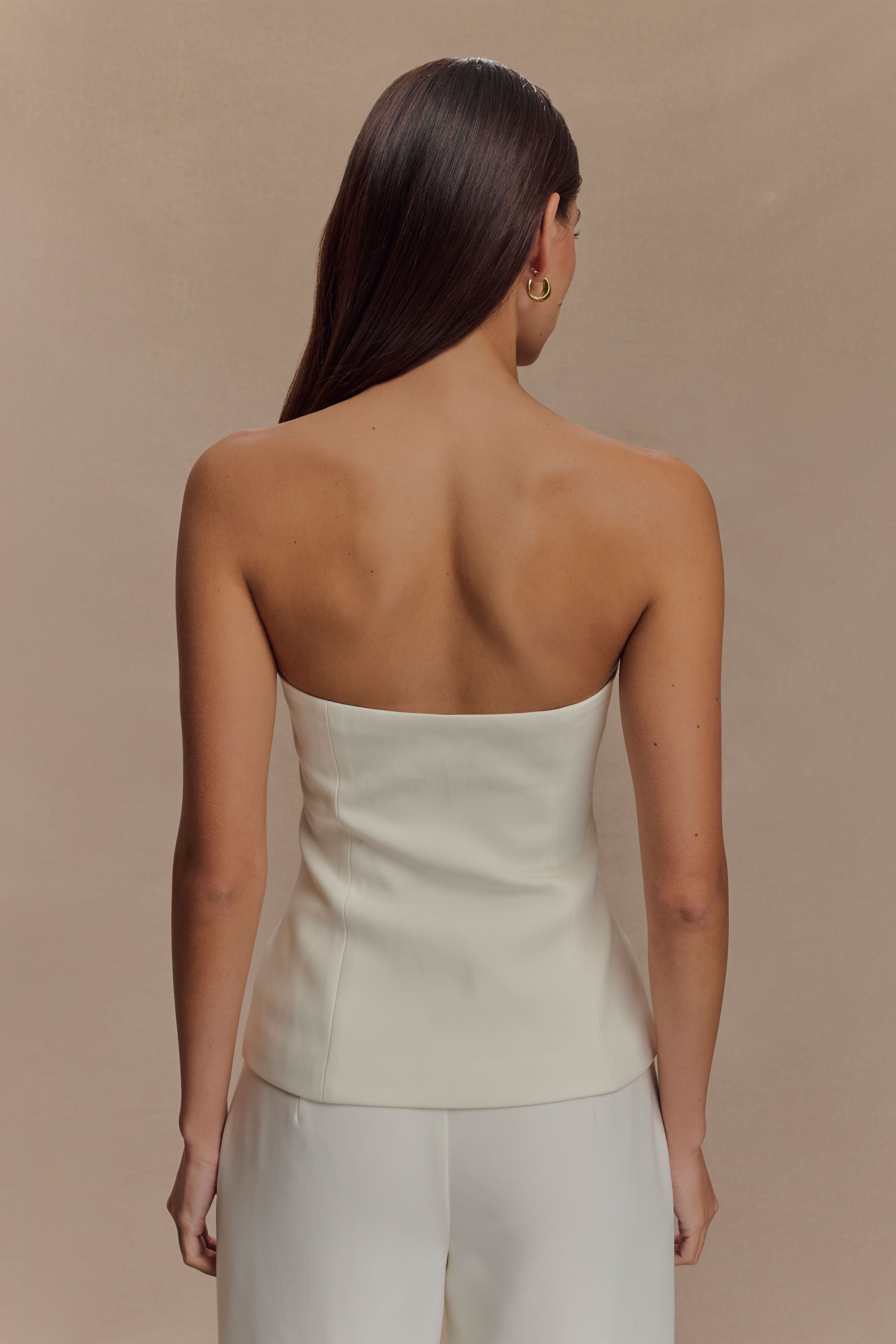 Lindie Strapless Suiting Top - Ivory、mySite、solidvoid