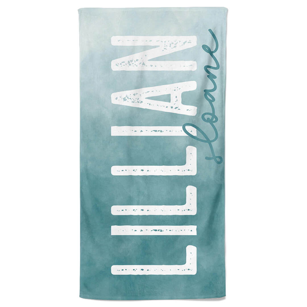  Teal Ombre Personalized Kids Beach Towel、mySite、layawaytickets