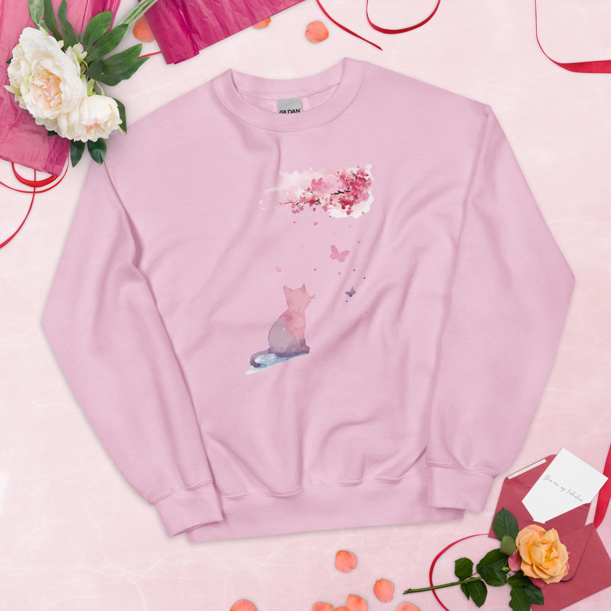 Cherry Blossom Kitten Crewneck Sweatshirt、mySite、camillekostekn
