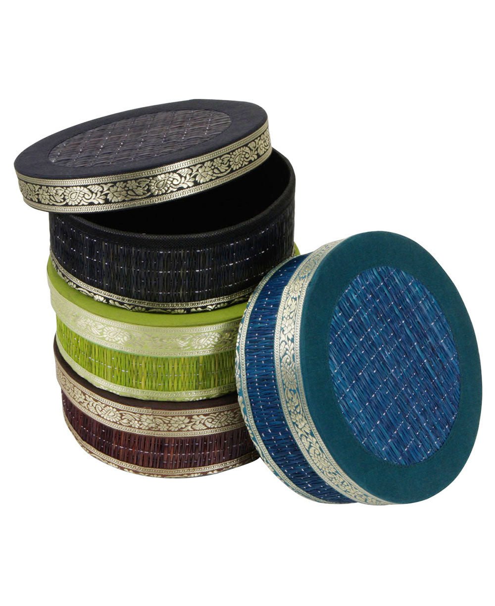 Indian Border Decorative Seagrass Storage Box、mySite、topwebapps