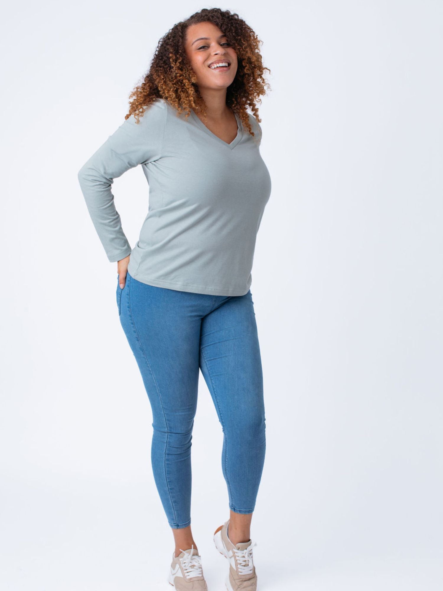  Women's Vintage Green Long Sleeve V-Neck FINAL SALE、mySite、ghnorth