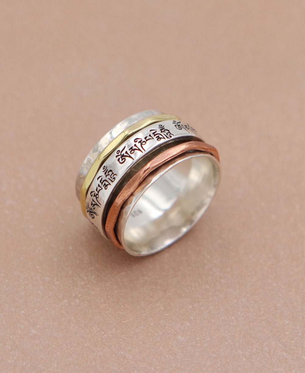 Om Mani Spinning Tibetan Mantra Ring、mySite、topwebapps
