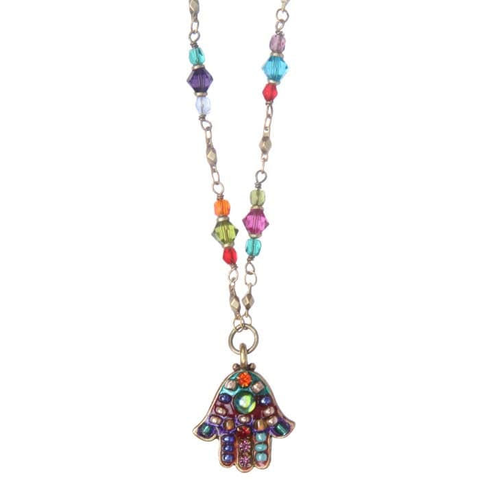 Multi-Bright Hamsa Necklace by Michal Golan、mySite、topwebapps