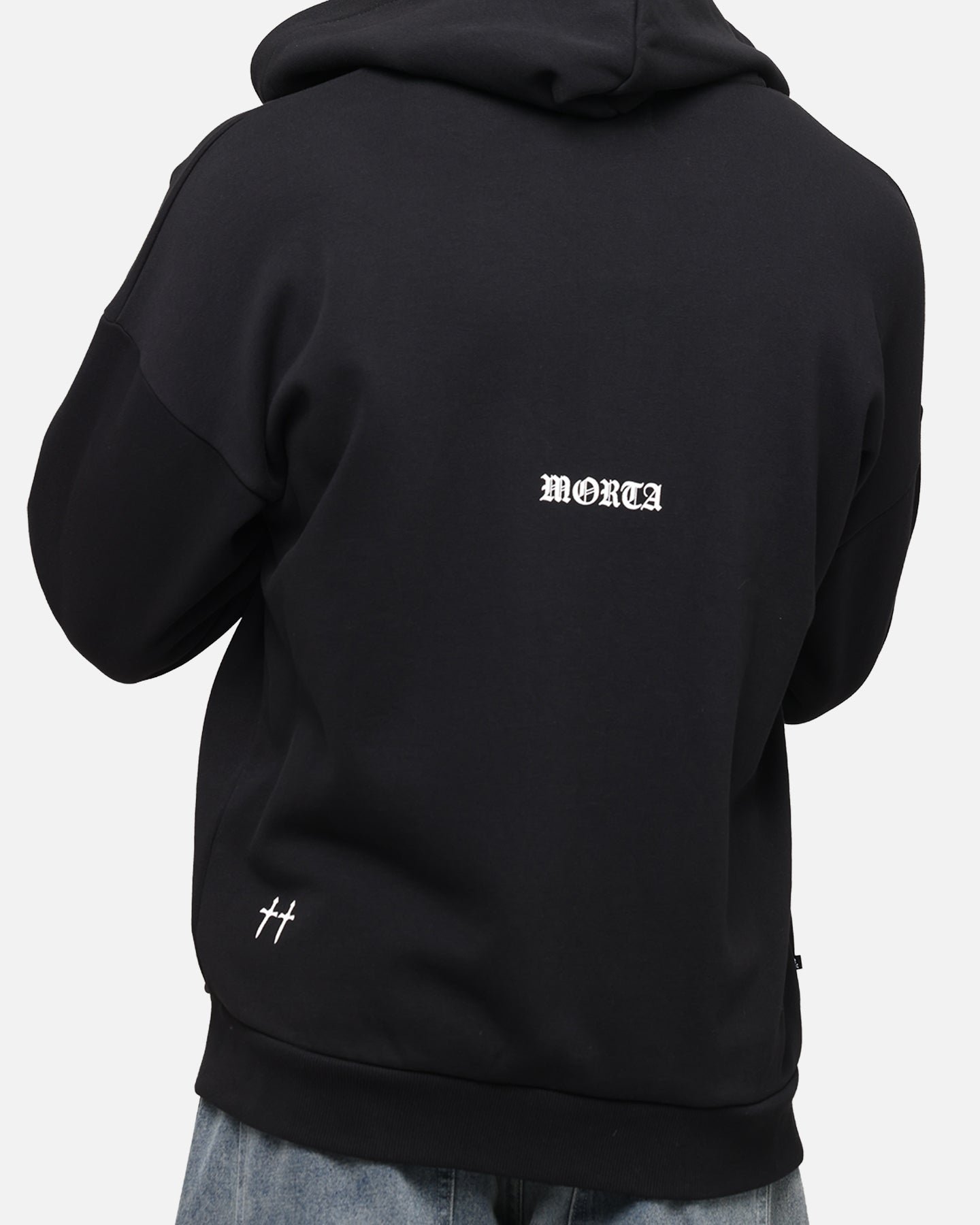 Saint Morta Gothic Distressed Zip Hoodie Black、mySite、zt4zffjzw