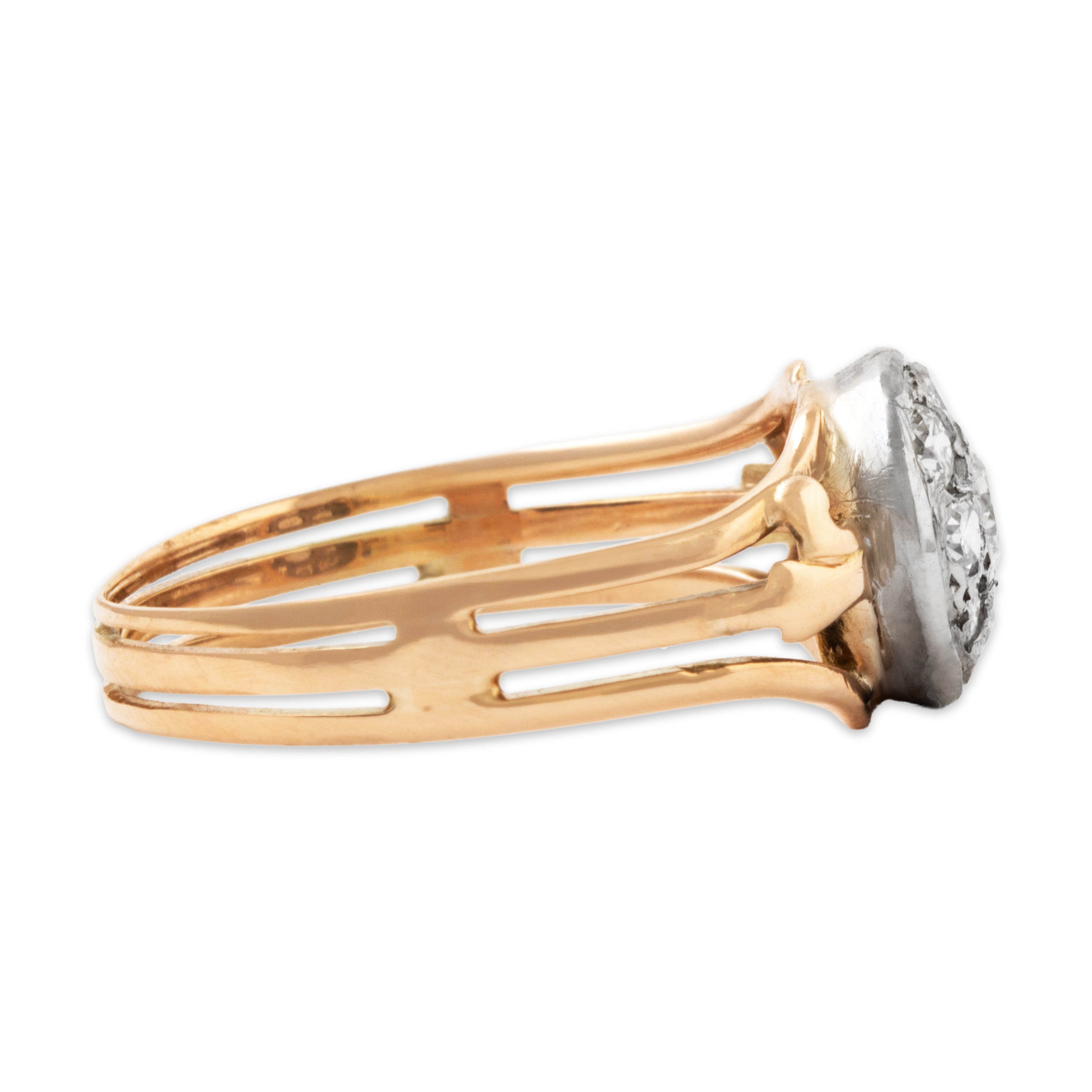 Antique Edwardian 10k Rosy Yellow Gold .345cttw Old European Diamond Halo Ring、mySite、hinf8tx79