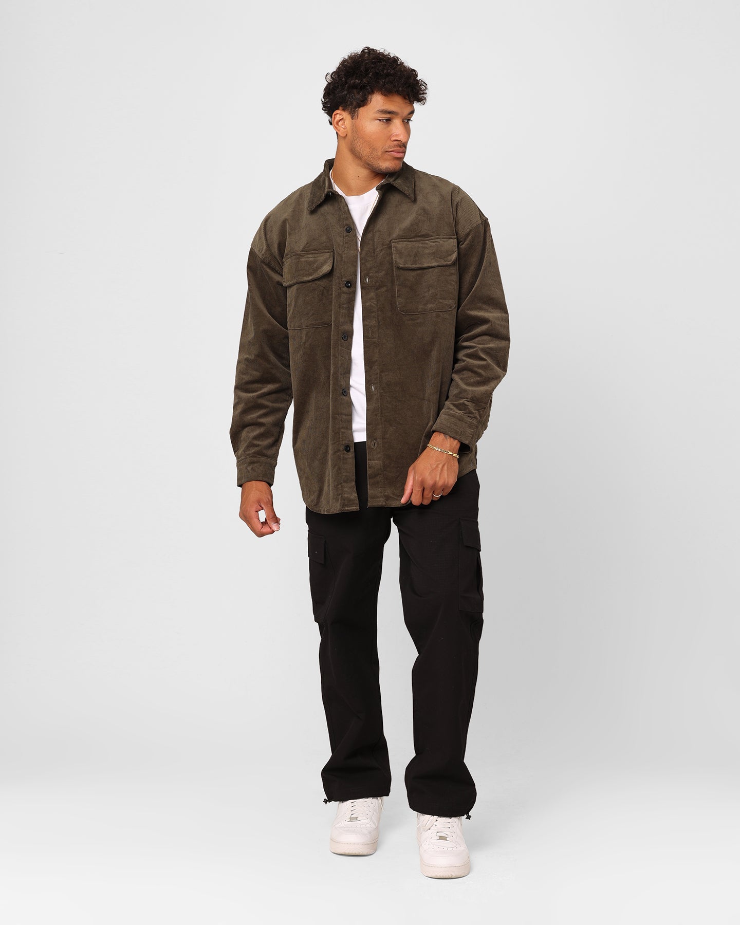 XXIII Emilio Corduroy Button Up Shirt Khaki、mySite、zt4zffjzw