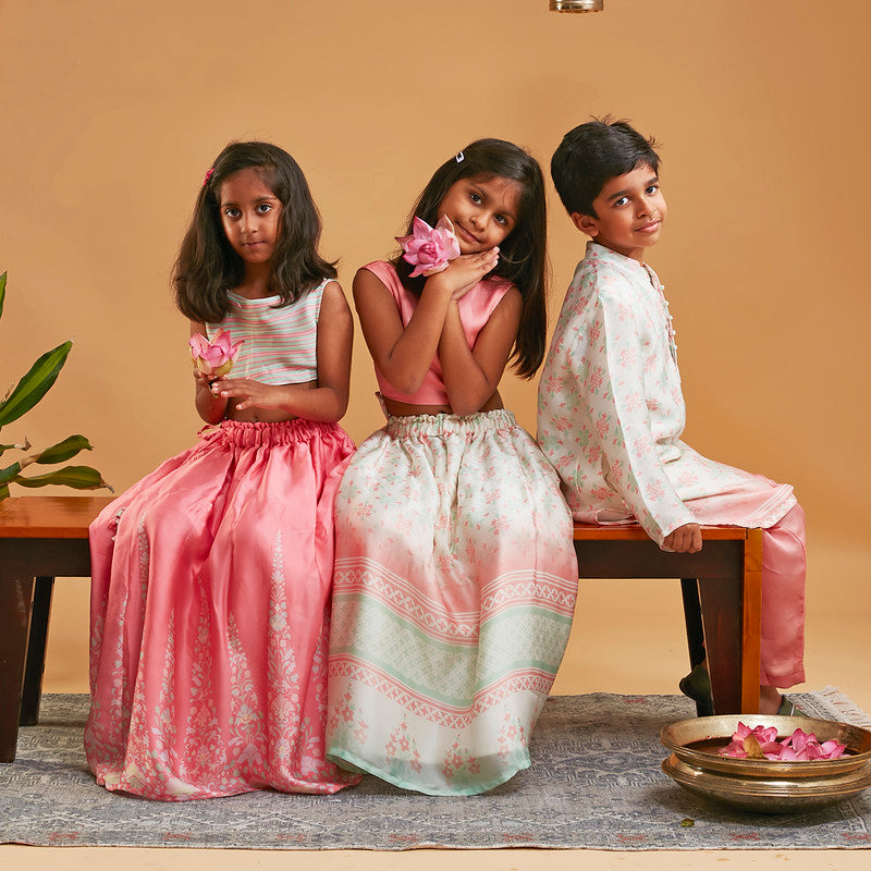 Silk Lehenga Set | Printed | Pink、mySite、camillekostekn