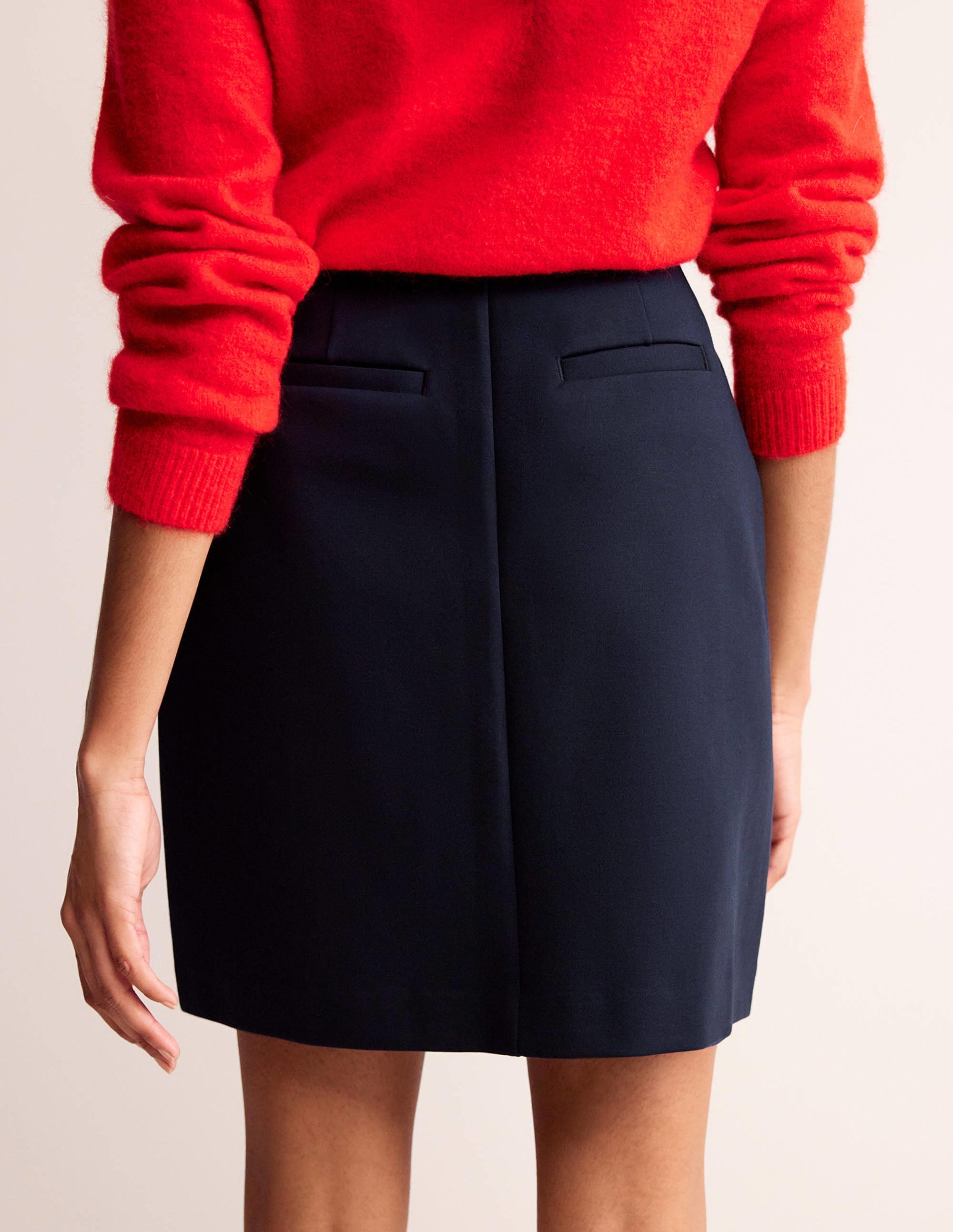  Buttoned Ponte Mini Skirt-Navy、mySite、ashleygrahame