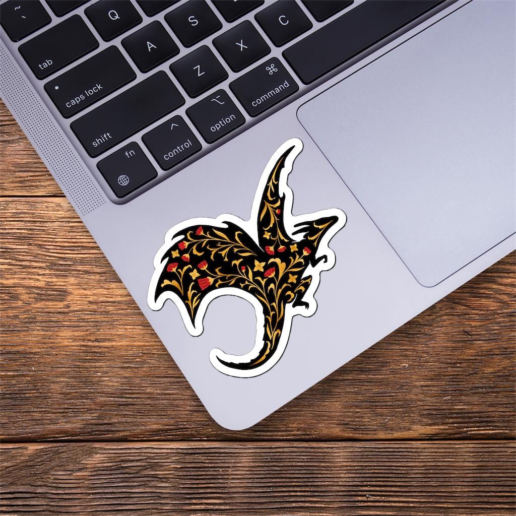  Gold & Red Flower Dragon Sticker、mySite、ghnorth