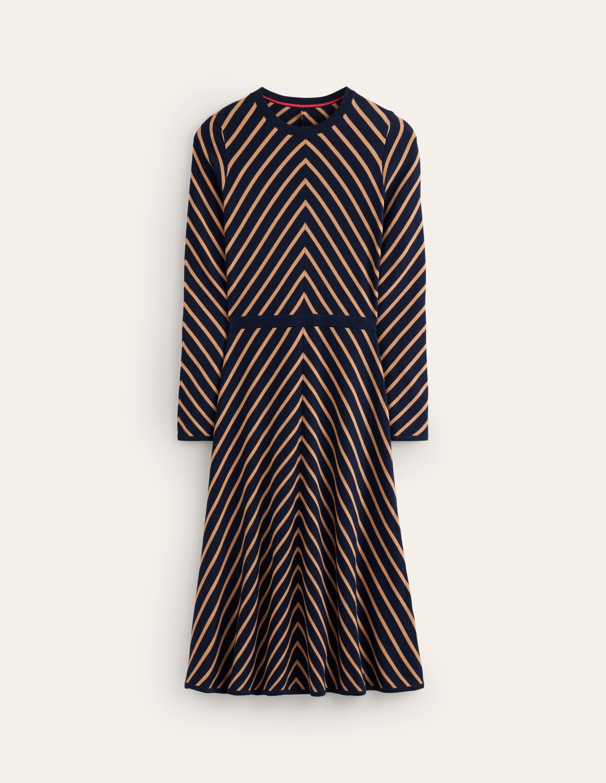  Maria Knitted Midi Dress-Navy, Camel Stripe、mySite、ashleygrahame