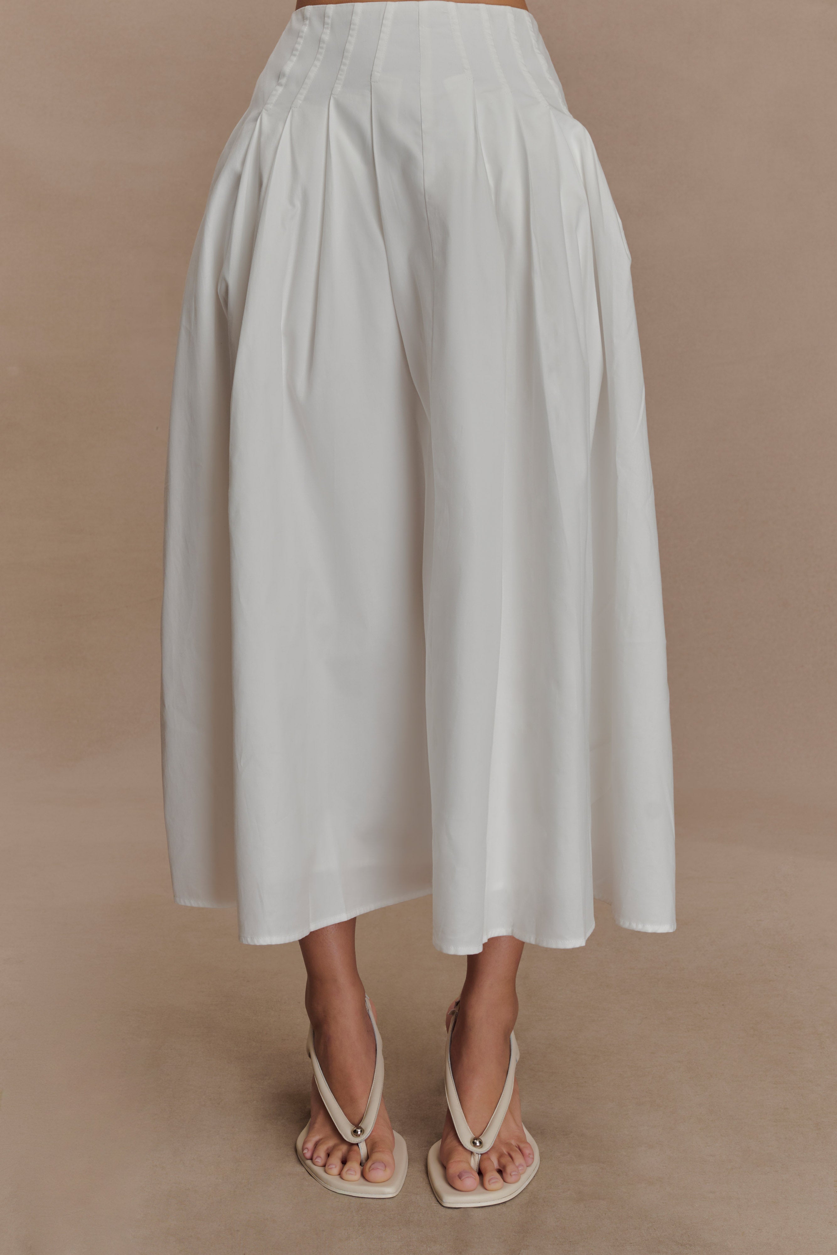 Mae A-Line Midi Skirt - White、mySite、solidvoid
