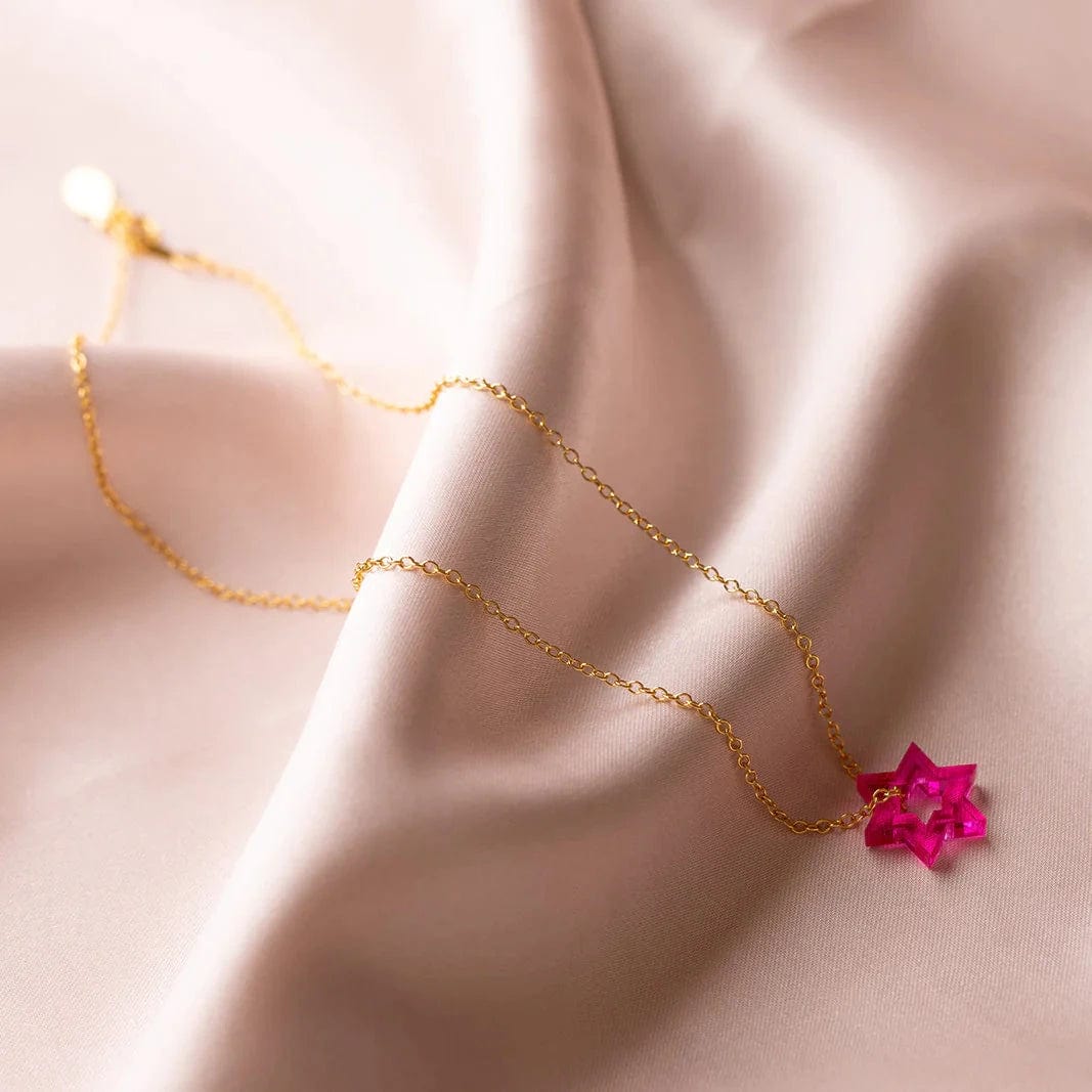 Micro Floating Magen David Necklace - Magenta、mySite、topwebapps