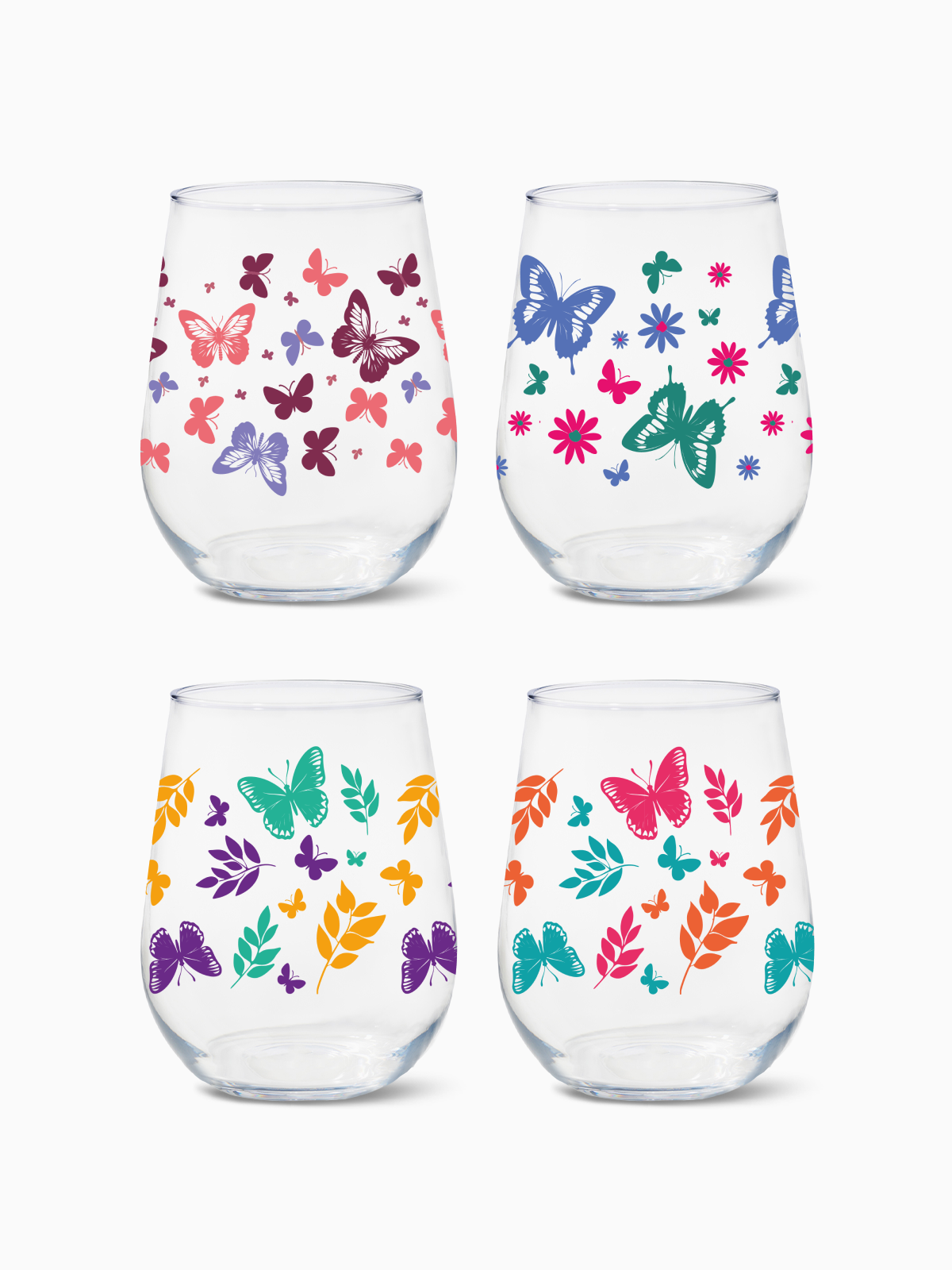 Butterfly Haven - RESERVE 16oz Stemless Wine Tritan Copolyester Glass、mySite、camillekostekn