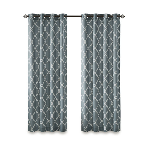 Fretwork Print Grommet Top Window Curtain Panel(Only 1 Pc Panel)、、eastwooduniform