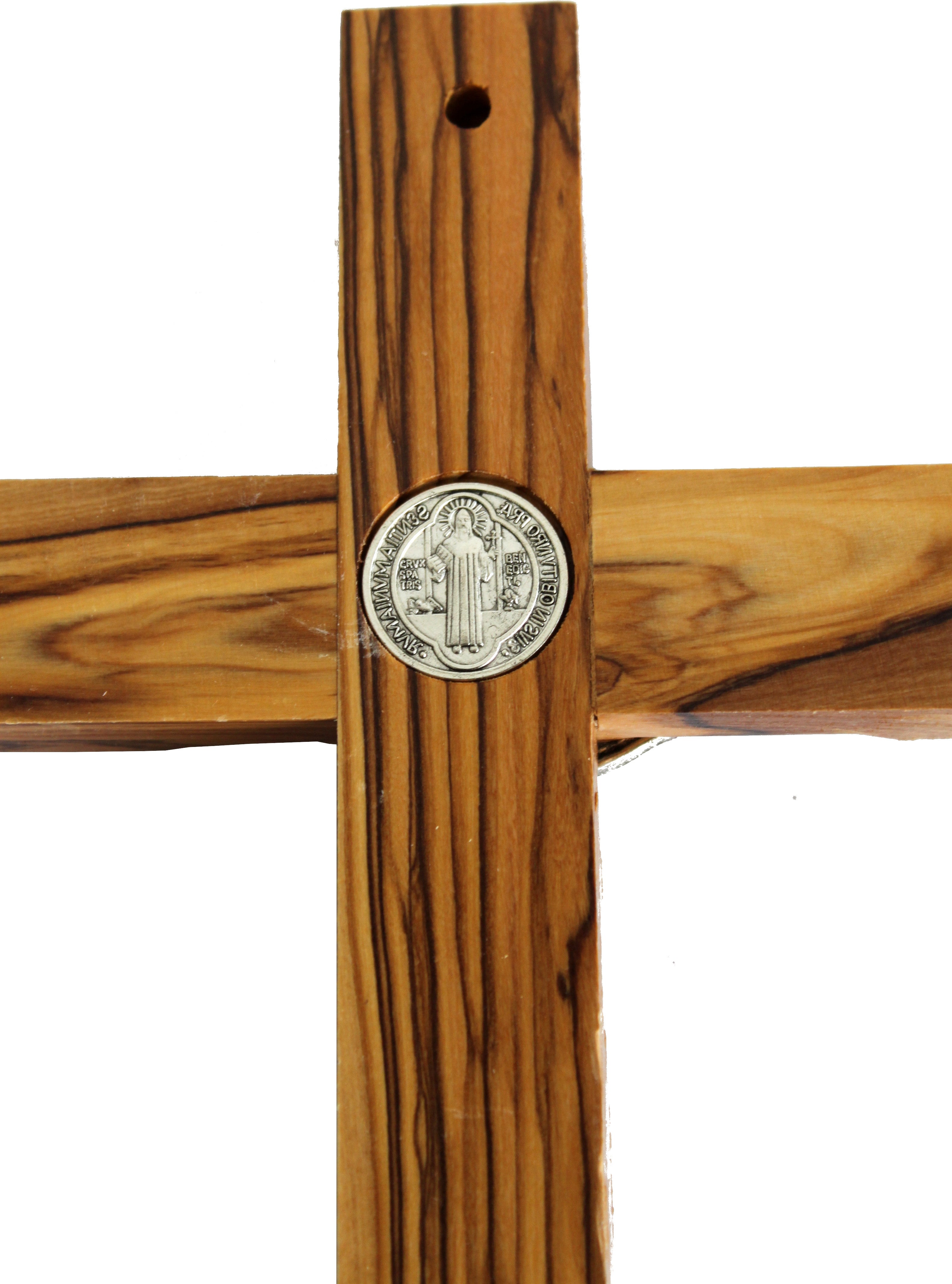  10 Wall Wood Cross St. Saint Benedict & Medal Holy Land Handmade Silver Plated Crucifix、mySite、elrpsem3k