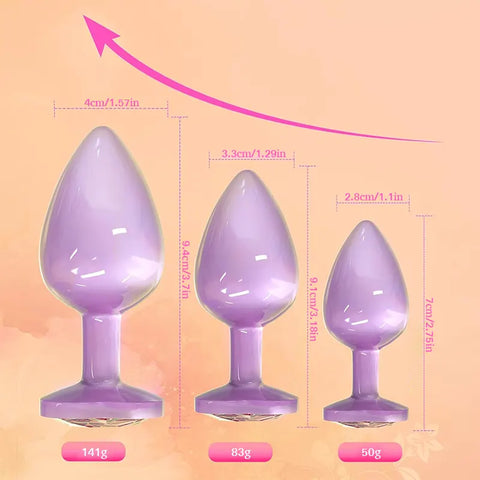 Violet Crystal Metal Butt Plug Set