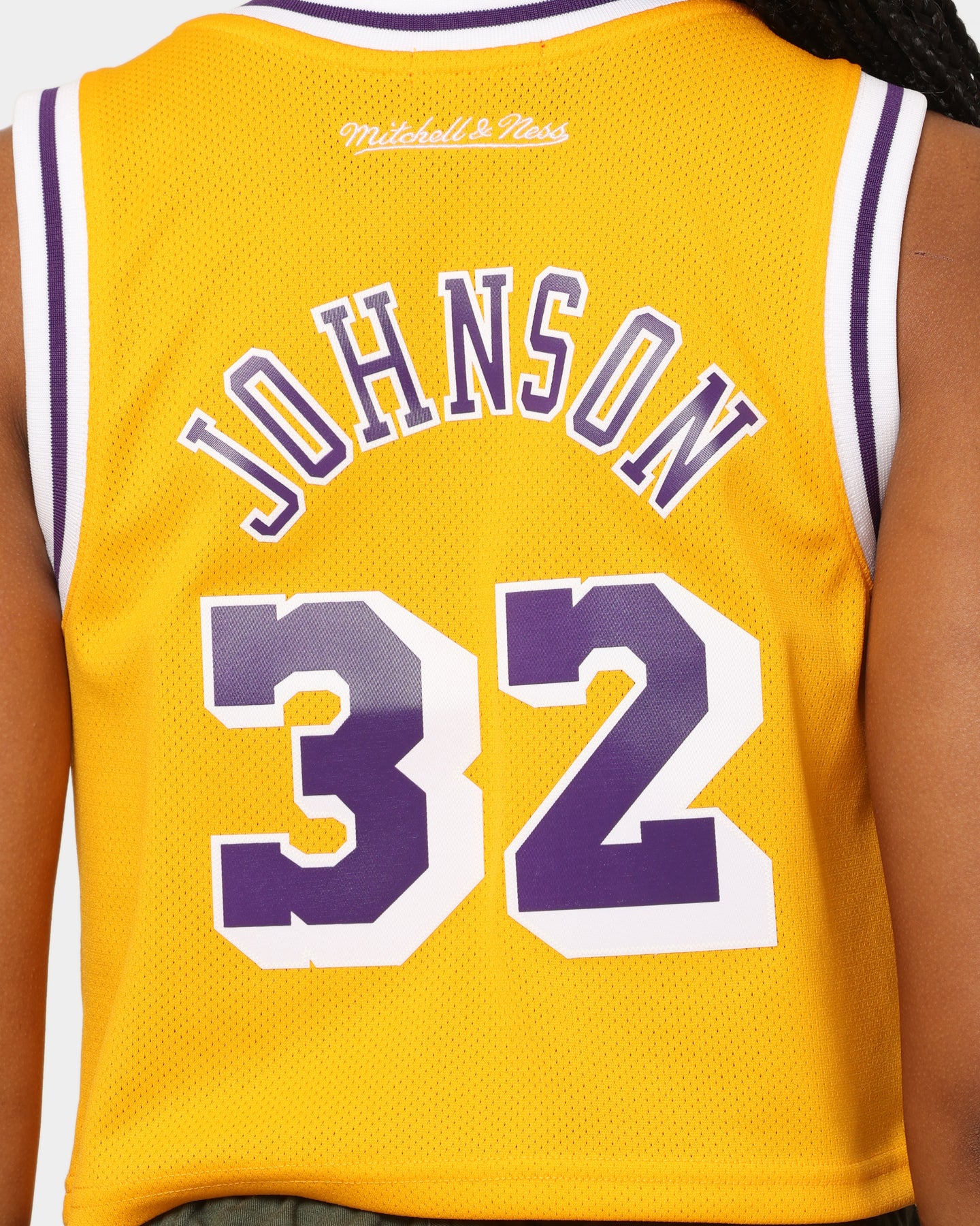 Mitchell & Ness Women's Los Angeles Lakers Earvin Magic Johnson #32 NBA Cropped Jersey Yellow/Purple、mySite、zt4zffjzw