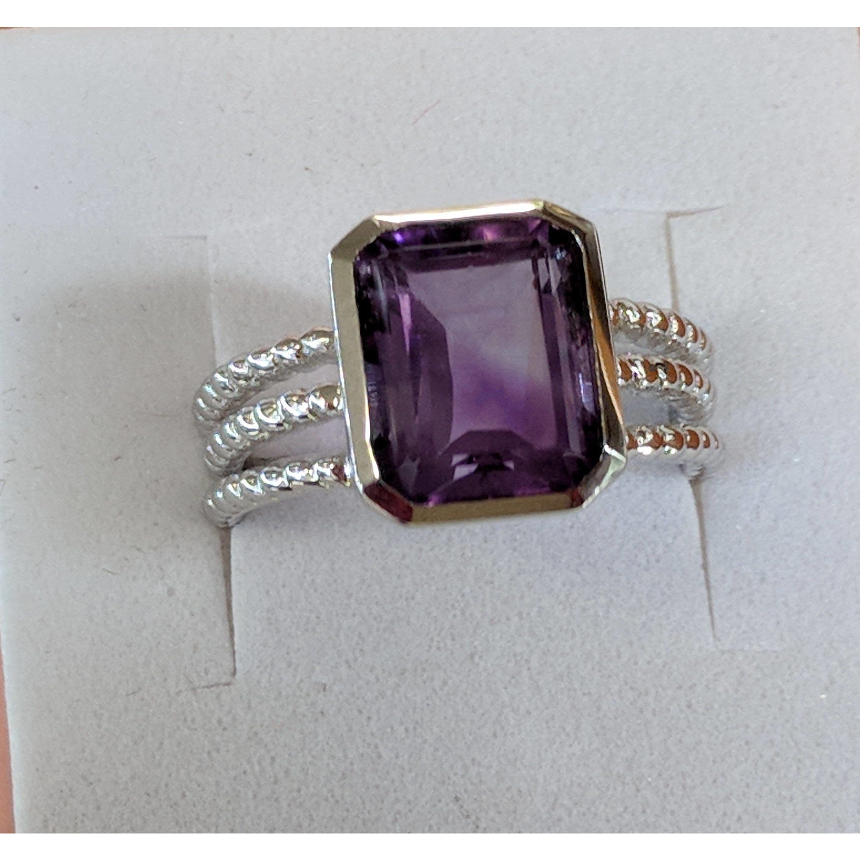 5ct Topaz or Amethyst Ring Three Rope Look Bands、mySite、g9winljtr